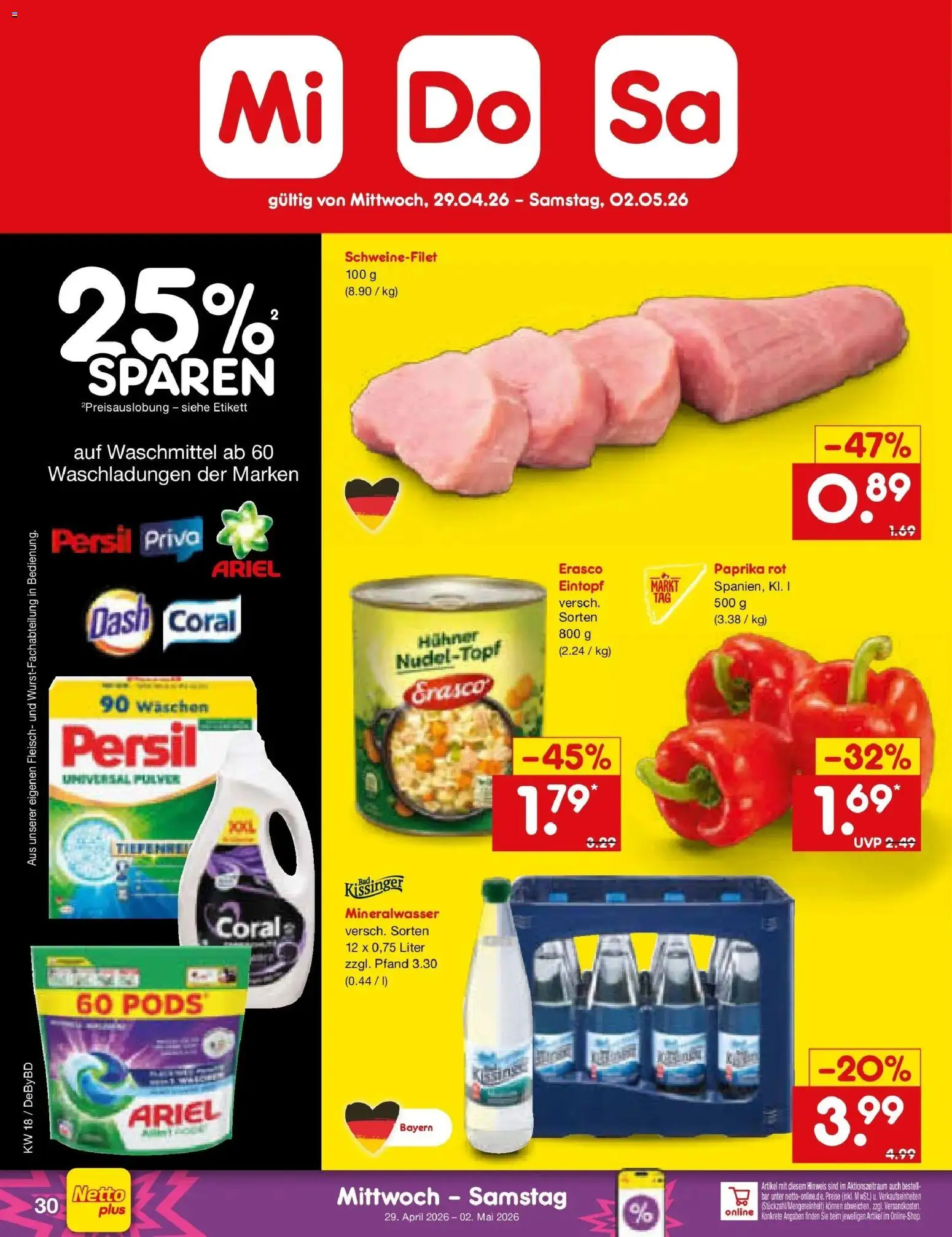 Netto Marken-Discount Prospekt Buttenwiesen	 – gültig ab 27.04.2026 | Seite: 46 | Produkte: Ariel, Coral, Waschmittel, Fleisch