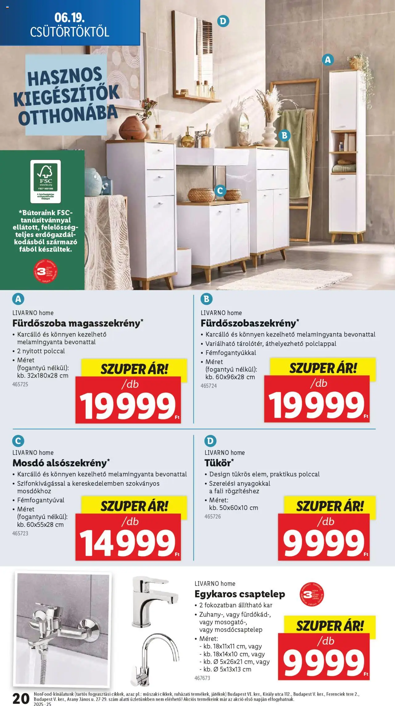 Lidl akciós ujság - amely érvényes a következő dátumtól: 19.06.2025 | Oldal: 20 | Termékek: Csaptelep, Játékok, Mosdó, Fürdőszoba