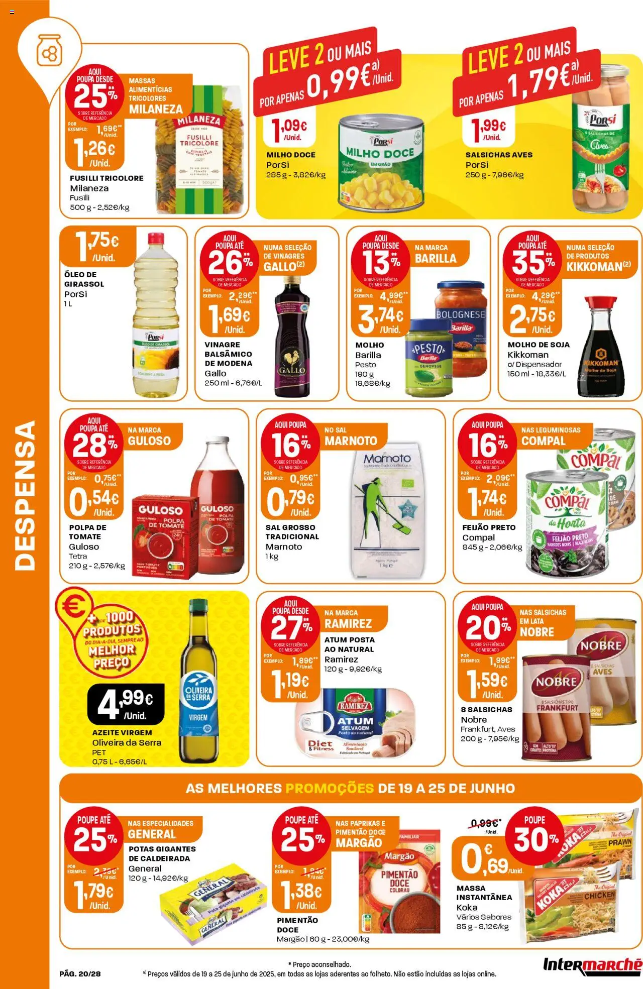 Intermarché folheto │ válido de 19.06.2025 | Página: 20 | Produtos: Vinagre, Vinagre balsâmico, Sal, Proteina