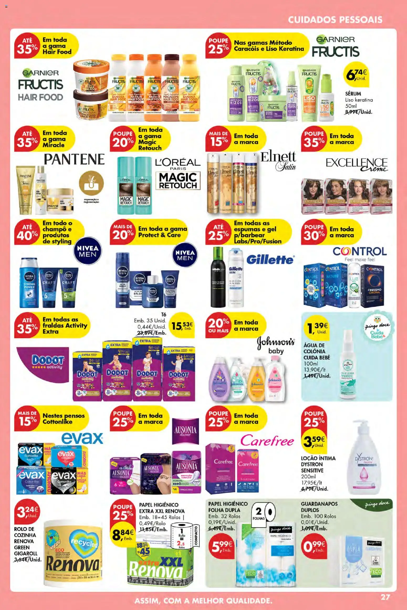 Pingo Doce Poupe Esta Semana Açores │ válido de 23.10.2025 | Página: 27 | Produtos: Agua, Papel higiénico, Banana, Fraldas