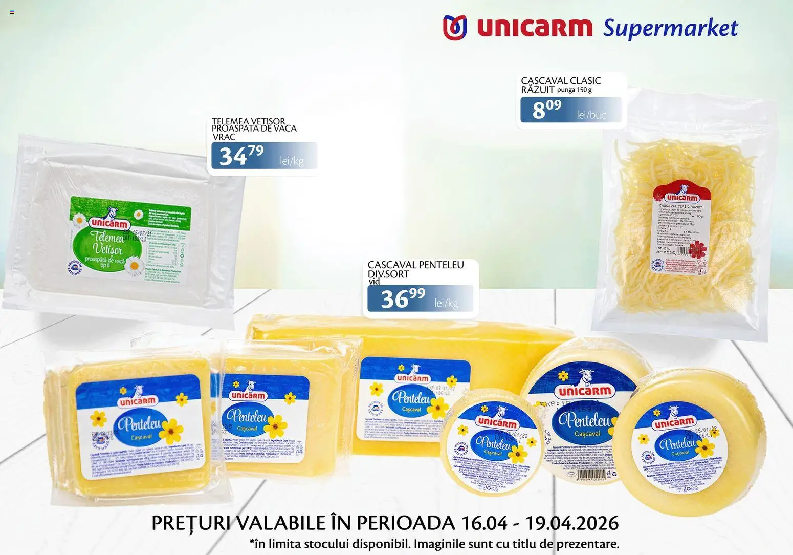 Noul catalog Unicarm – valabil de la 16.04.2026 | Pagină: 5 | Produse: Pungă, Cașcaval