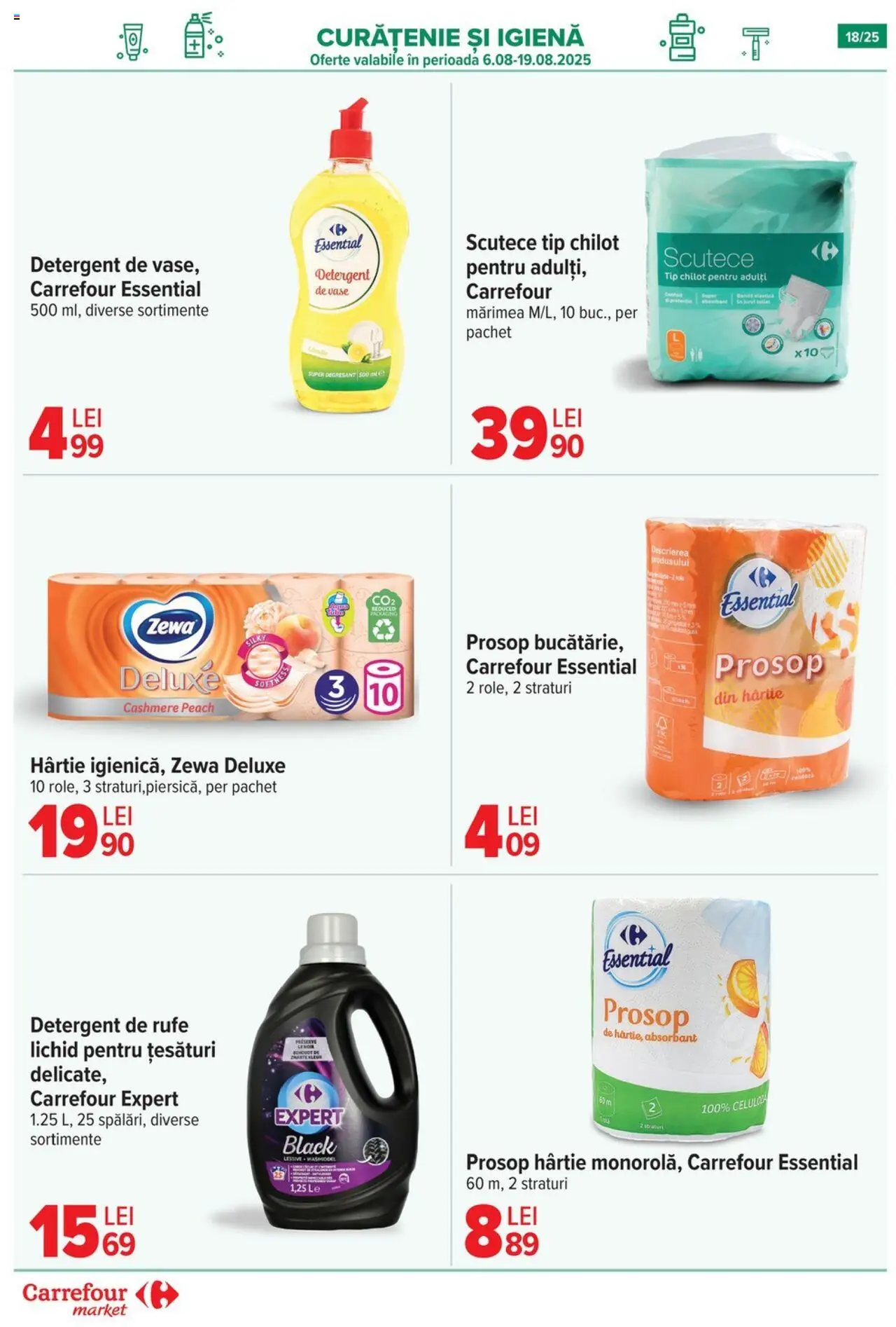 Carrefour catalog - Market – valabil de la 06.08.2025 | Pagină: 18 | Produse: Role, Detergent, Scutece