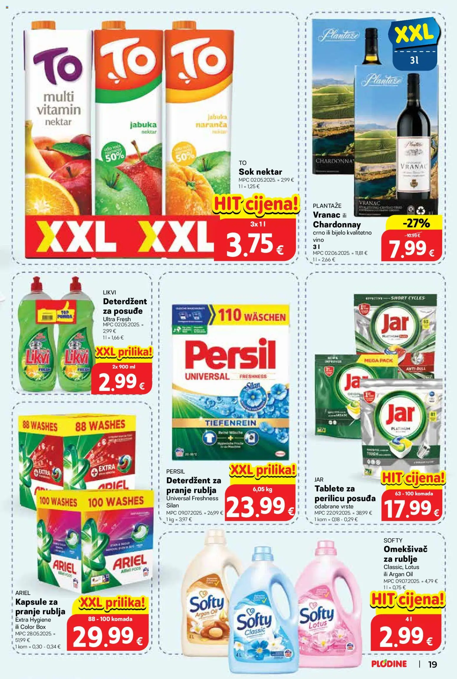 Plodine katalog | vrijedi od 05.11.2025 | Stranica: 19 | Proizvodi: Sok, Omekšivač, Deterdžent, Persil