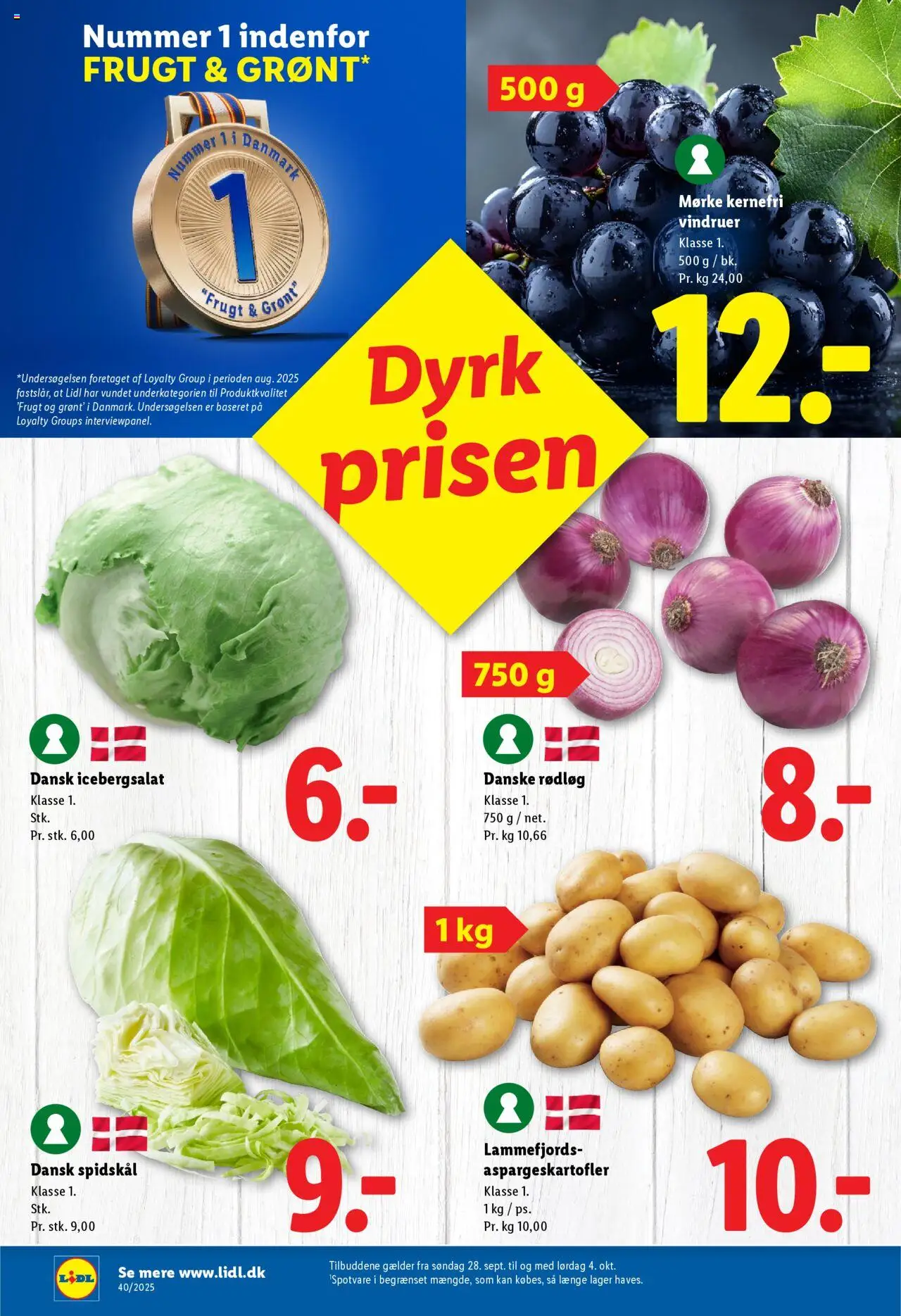 Lidl tilbudsavis – gyldig fra 02.10.2025 | Side: 16 | Produkter: Rødløg, Vindruer, Søm, Aspargeskartofler