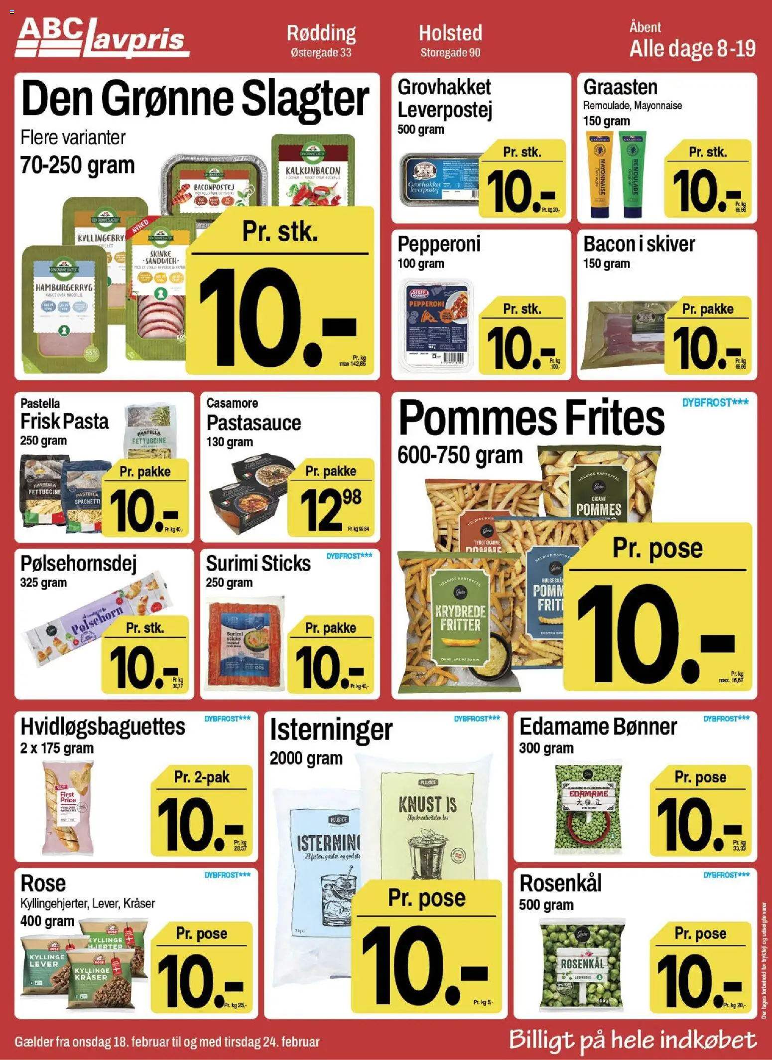 Abc Lavpris tilbudsavis – gyldig fra 18.02.2026 | Side: 5 | Produkter: Pølsehorn, Rosenkål, Bønner, Leverpostej