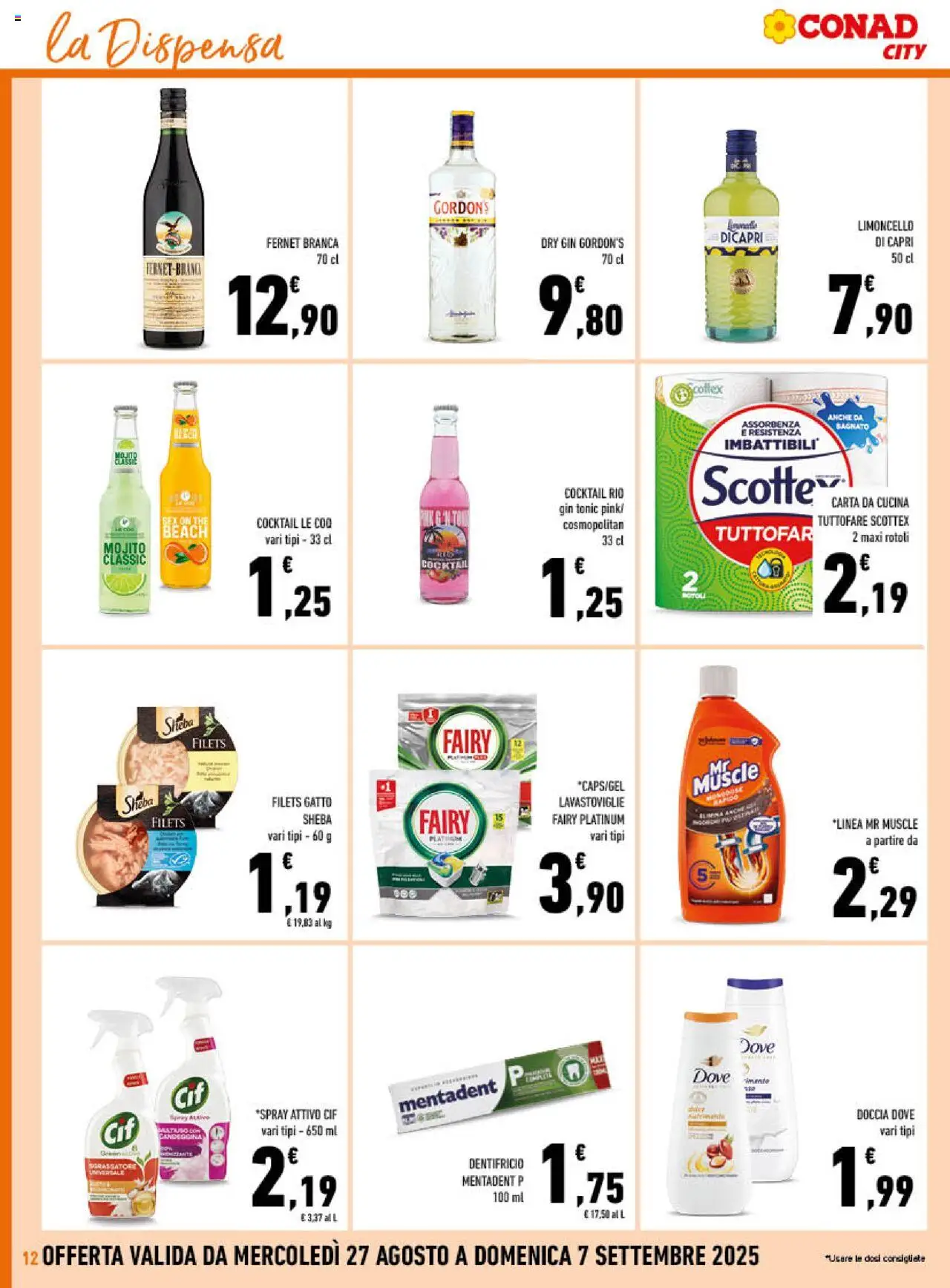 Volantino Conad del 27.08.2025 | Pagina: 12 | Prodotti: Dentifricio, Lavastoviglie, The, Limoncello