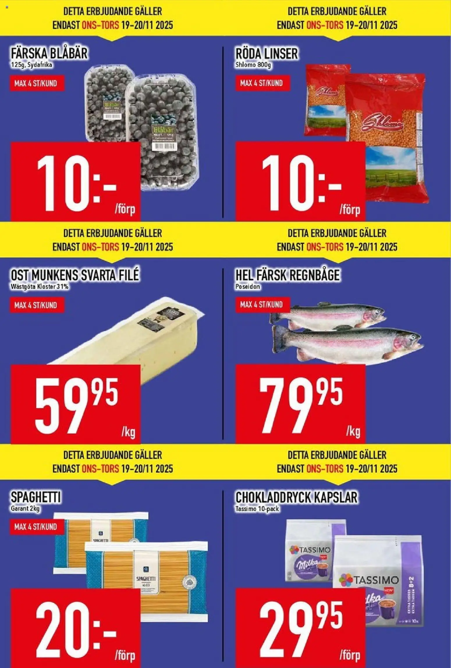 Matdax reklamblad aktuell från 17.11.2025 | Sida: 3 | Produkter: Linser, Galler, Ost, Blåbär