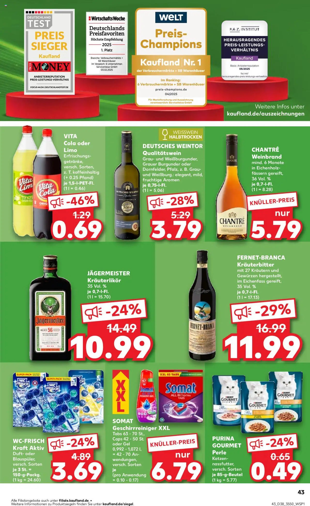 Kaufland prospekt Potsdam	 – gültig ab 18.09.2025 | Seite: 43 | Produkte: Cola, Weißwein halbtrocken, Vita cola, Wein