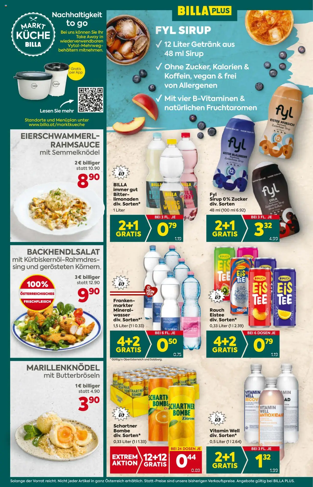 Billa Plus Flugblatt -        Oberösterreich gültig ab 31.07.2025 | Seite: 14 | Produkte: Wasser, Zucker, Zitrone, Pfirsich