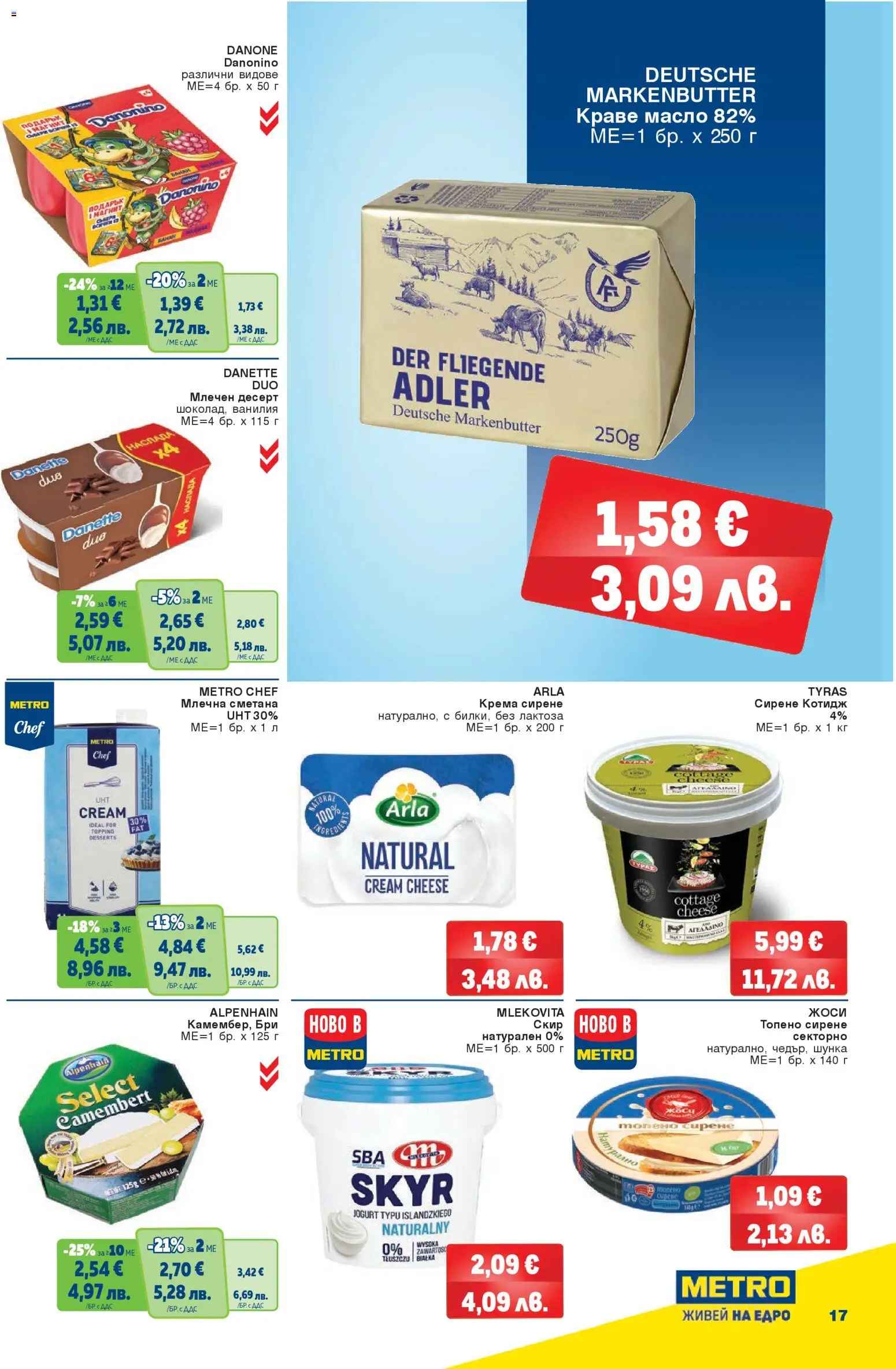 {H1} | Страница: 17 | Продукти: Сметана, Краве, Сирене, Млечен десерт