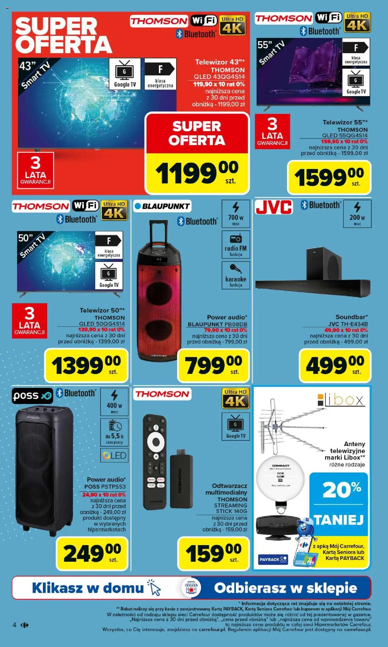 Carrefour Gazetka - Multimedia od 18.08.2025 | Strona: 4 | Produkty: Karta, Telewizor, Radio