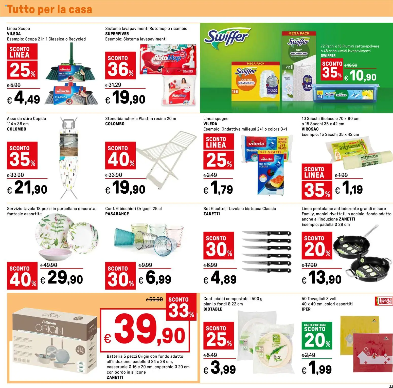 Volantino Iper del 27.03.2026 | Pagina: 33 | Prodotti: Stendibiancheria, Scopa, Silicone, Padella