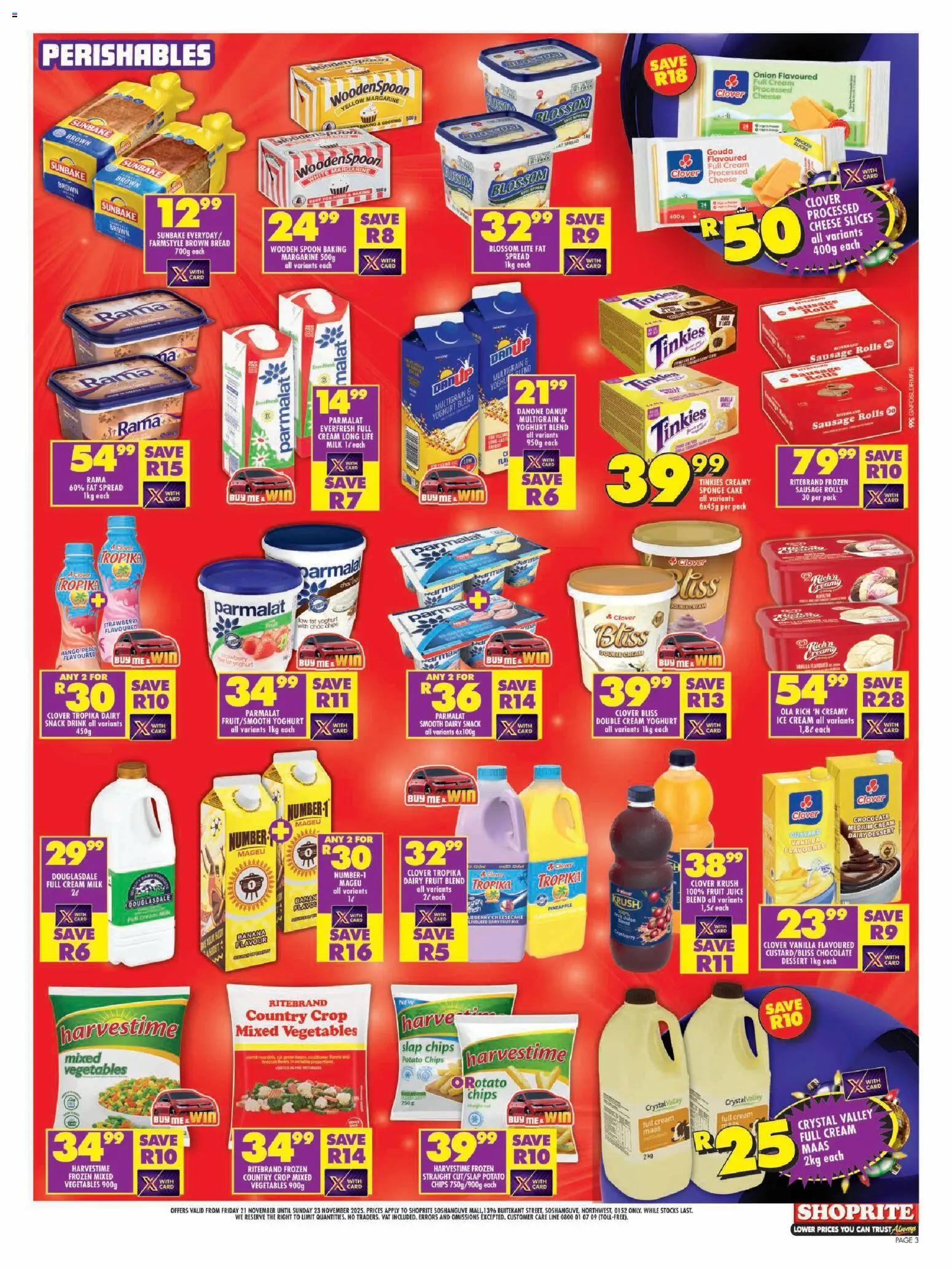 New Shoprite catalogue – valid from 21.11.2025 | Page: 3 | Products: Ice cream, Fruit, Mango, Sausage