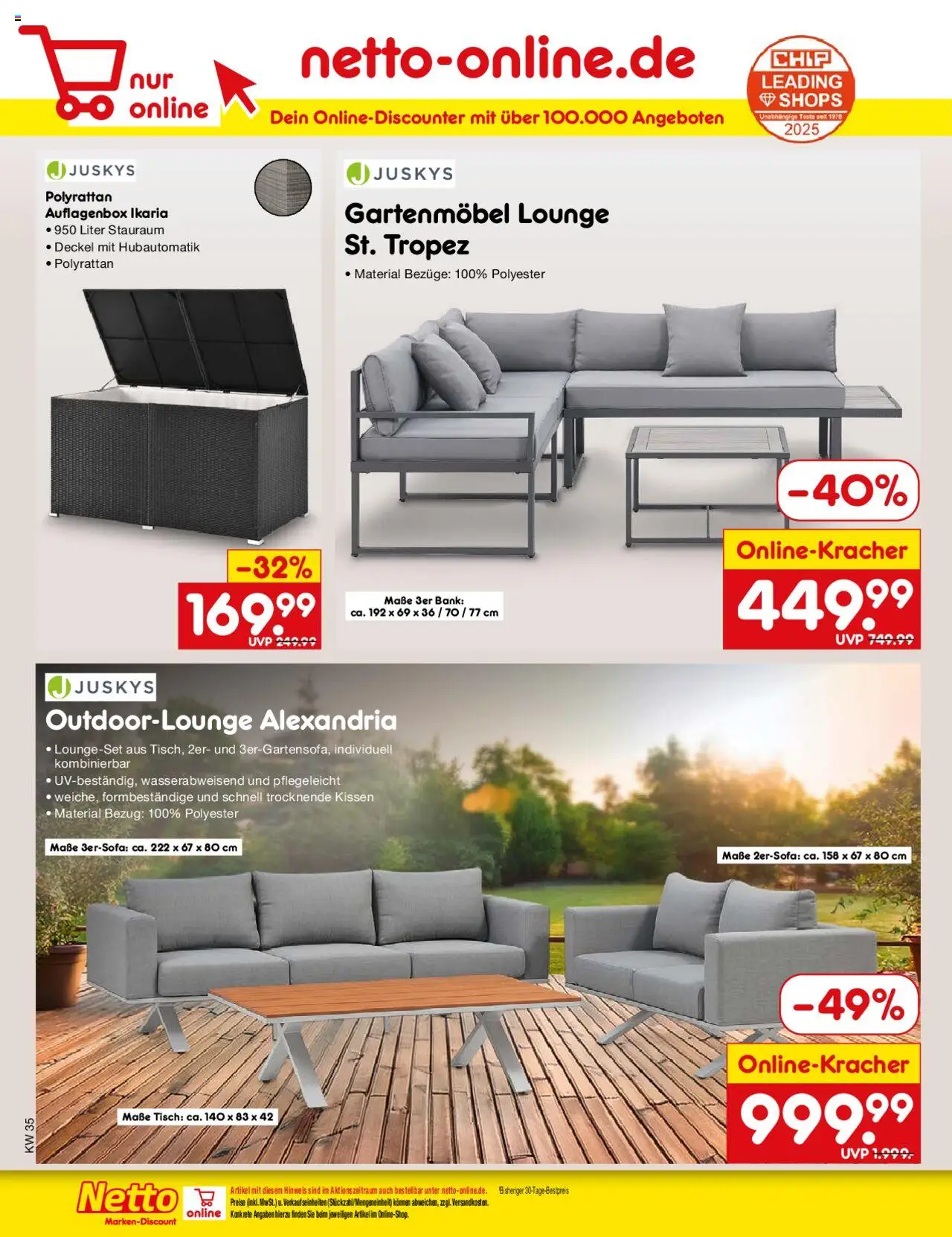 Netto Marken-Discount Prospekt 	 - gültig ab dem 25.08.2025 | Seite: 44 | Produkte: Kissen, Tisch, Gartenmöbel