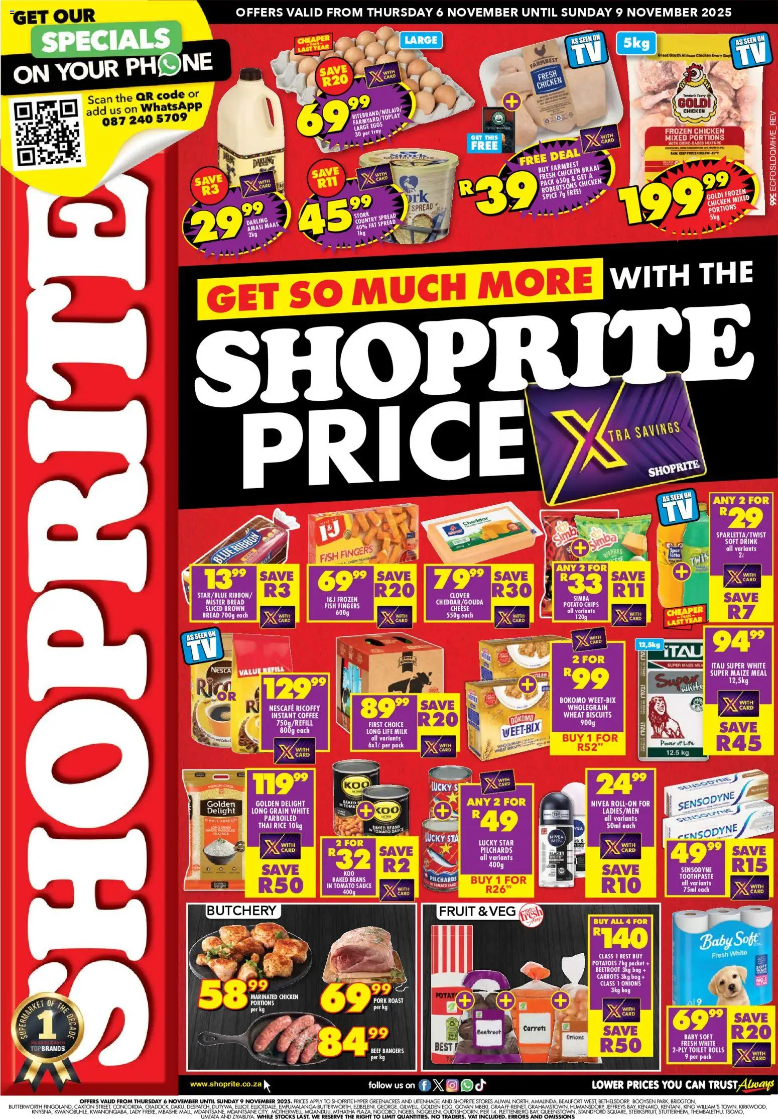New Shoprite catalogue – valid from 06.11.2025 | Page: 1 | Products: Bag, Eggs, Potatoes, Sauce