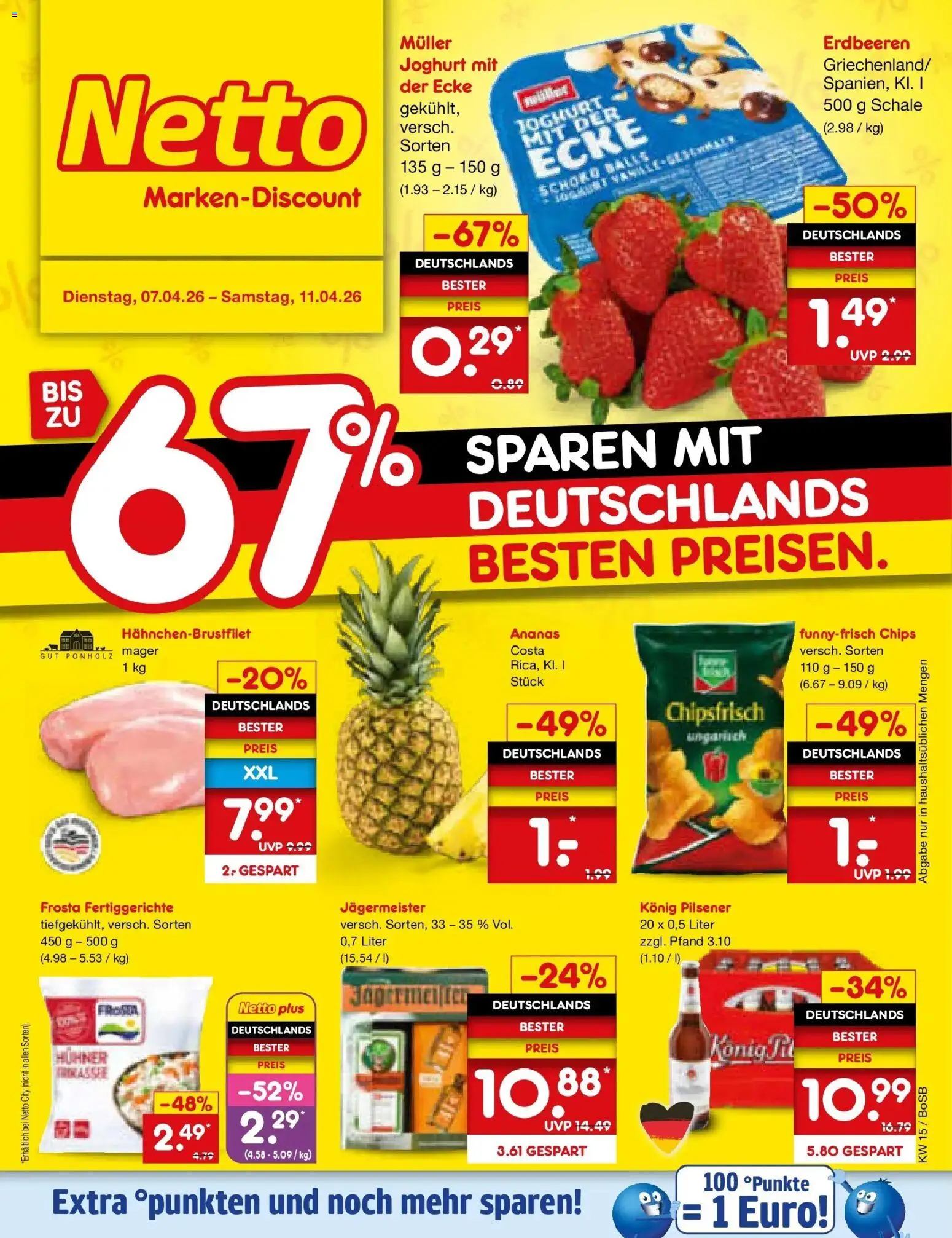 Netto Marken-Discount Prospekt Stadtlohn	 – gültig ab 05.04.2026 | Seite: 1 | Produkte: Konig pilsener, Joghurt, Frosta, Erdbeeren