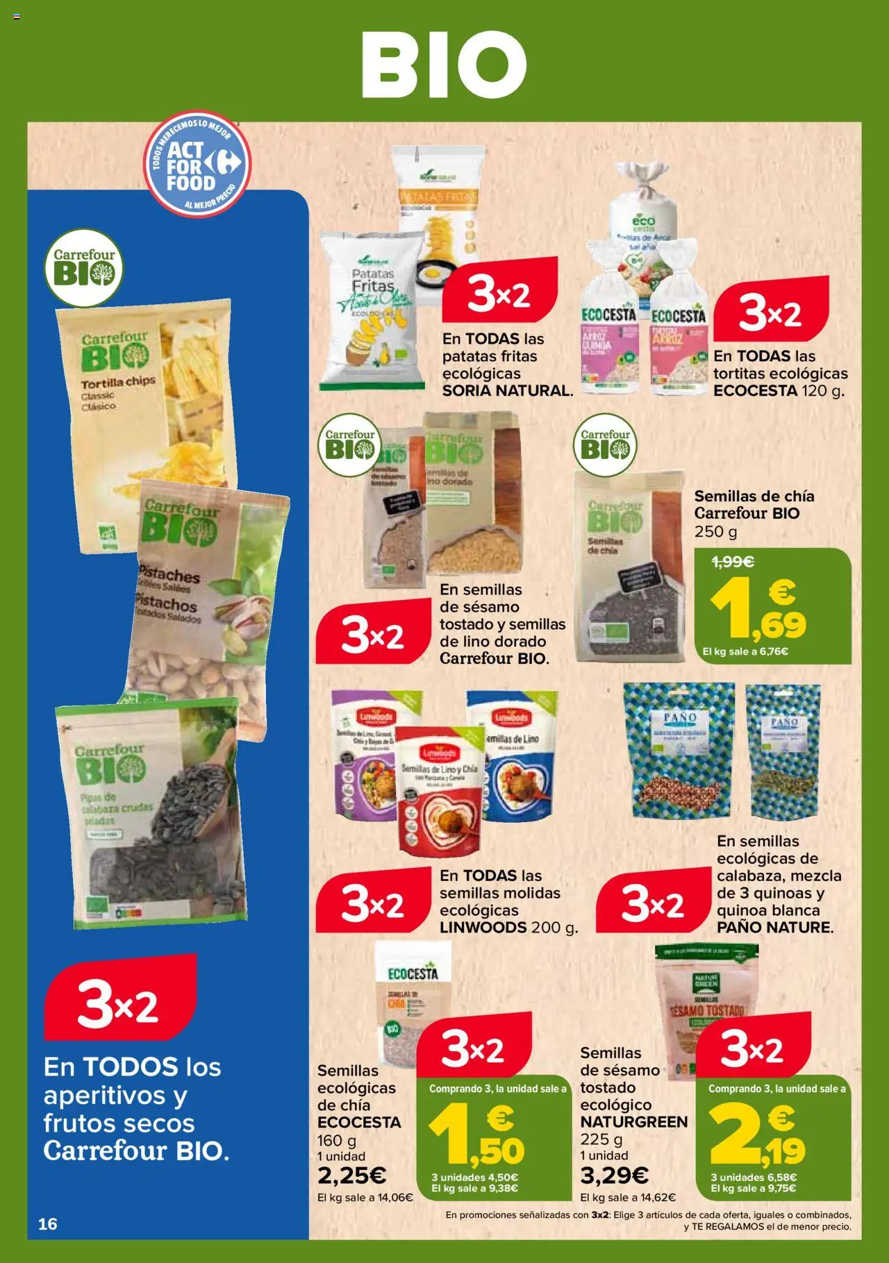 Carrefour - Bio │ válido desde el 26.09.2025 | Página: 16 | Productos: Frutos secos, Té, Νεροχύτης