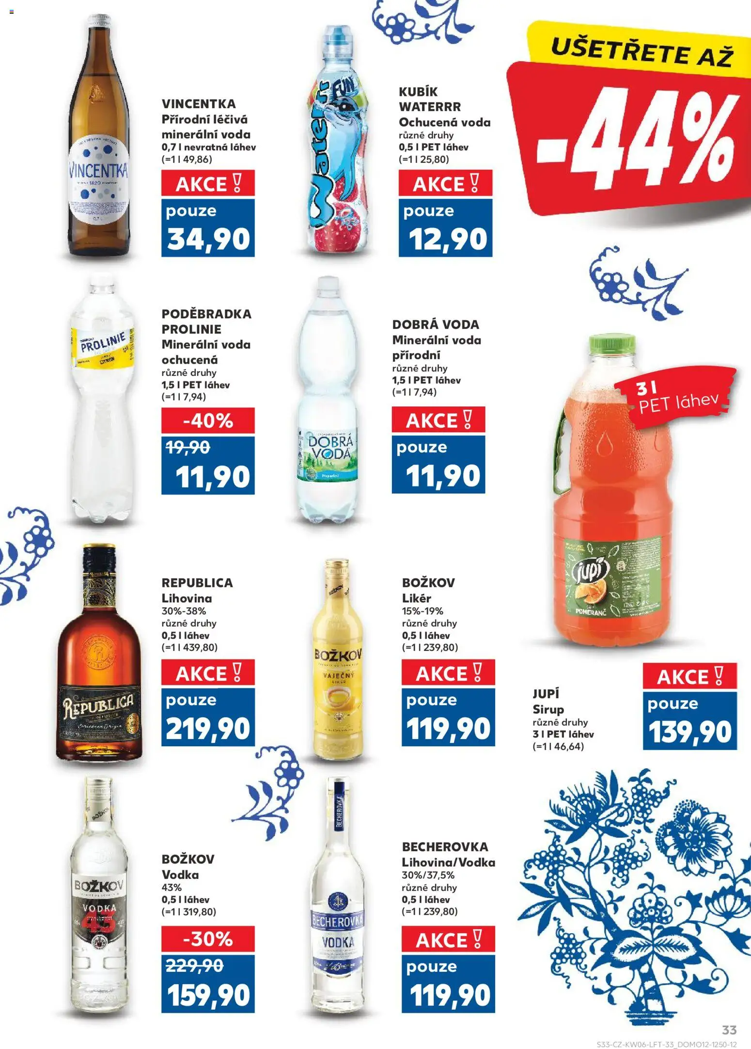 Kaufland leták - Ostrava od 04.02.2026 | Strana: 33 | Produkty: Voda, Sirup, Minerální voda, Kubík Waterrr