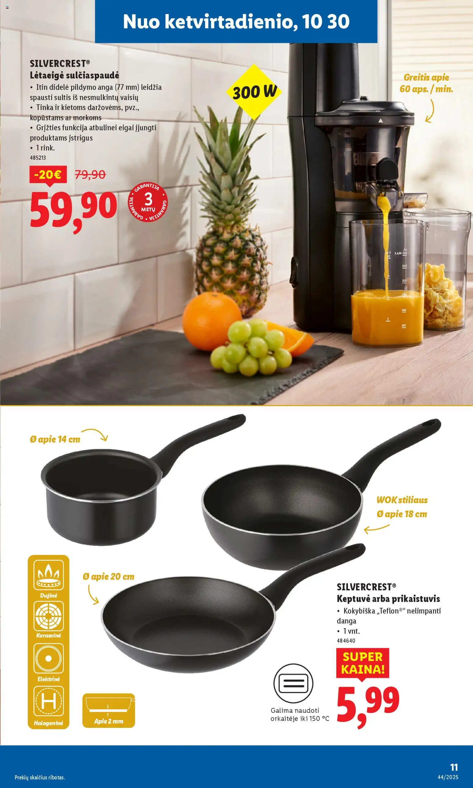 LIDL akcijos nuo 27.10.2025 | Puslapis: 33 | Prekių: Sulčiaspaudė, Keptuvė