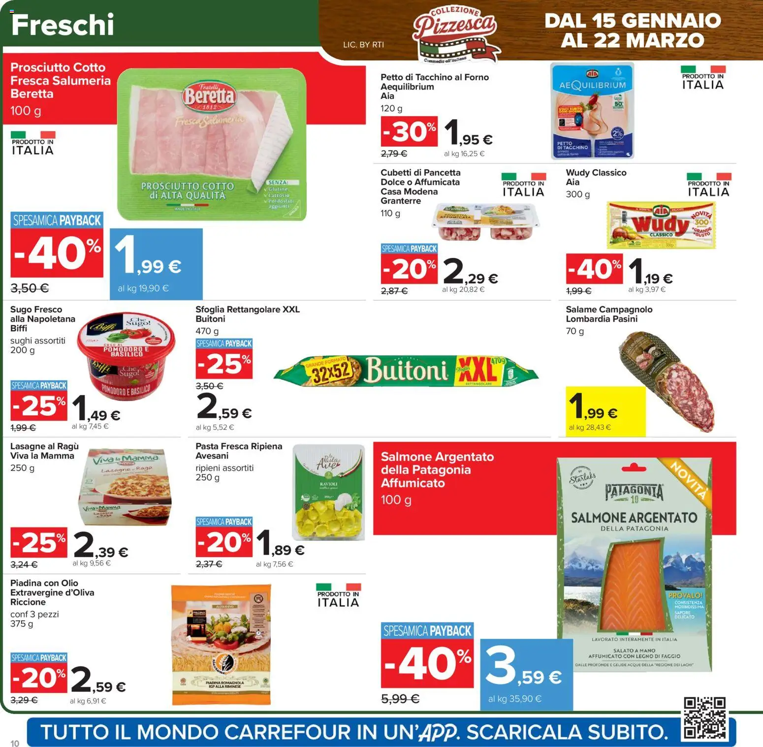Volantino Carrefour del 17.02.2026 | Pagina: 10 | Prodotti: Prosciutto Cotto, Salmone, Ravioli, Forno