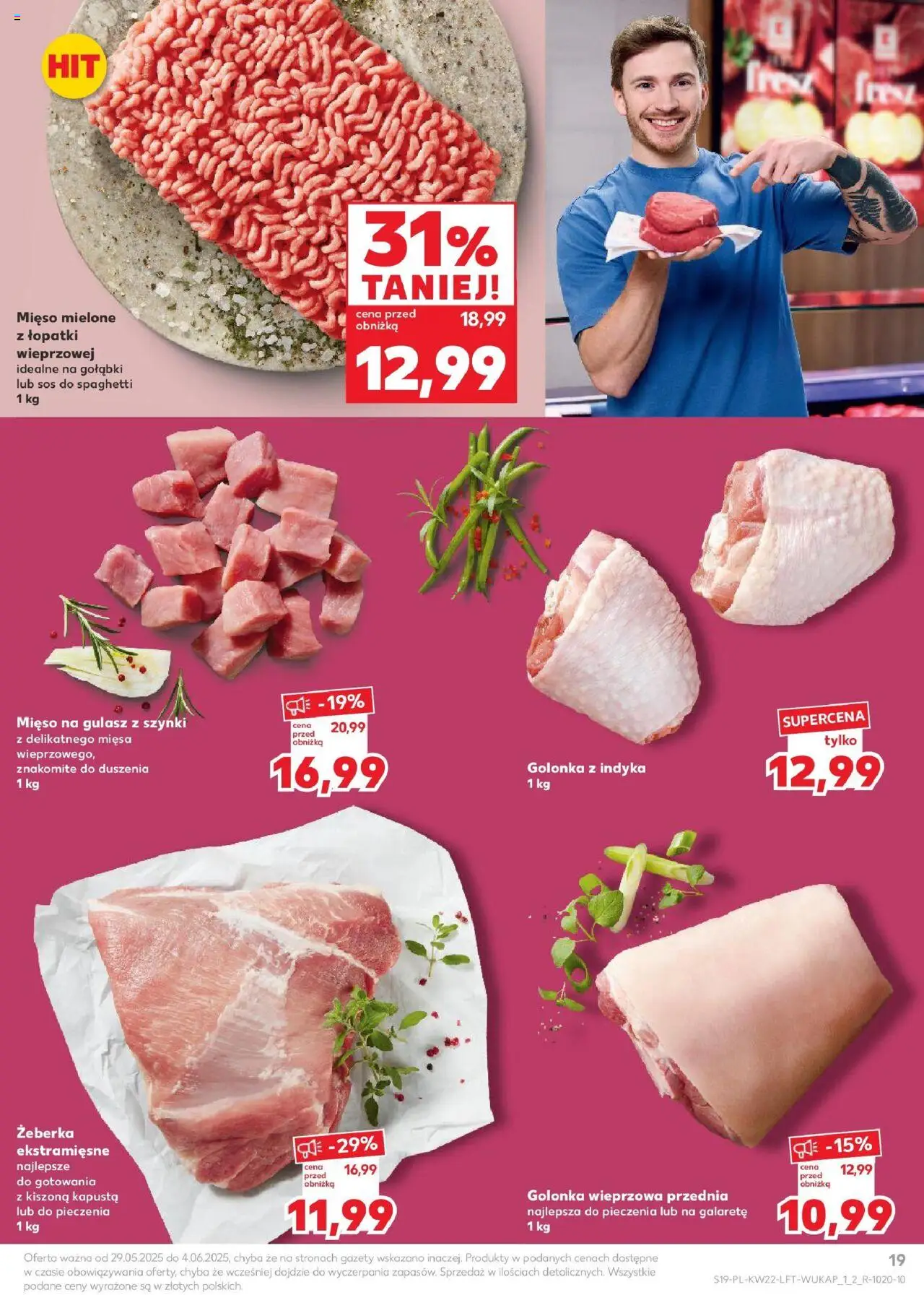 Kaufland gazetka od 29.05.2025 | Strona: 19 | Produkty: Mięso, Mięso na gulasz, Sos do spaghetti, Sos