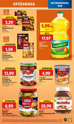 Lidl Gazetka od 16.06.2025 | Strona: 57 | Produkty: Olej rzepakowy, Nutella, Pomidory suszone, Cebulka prażona