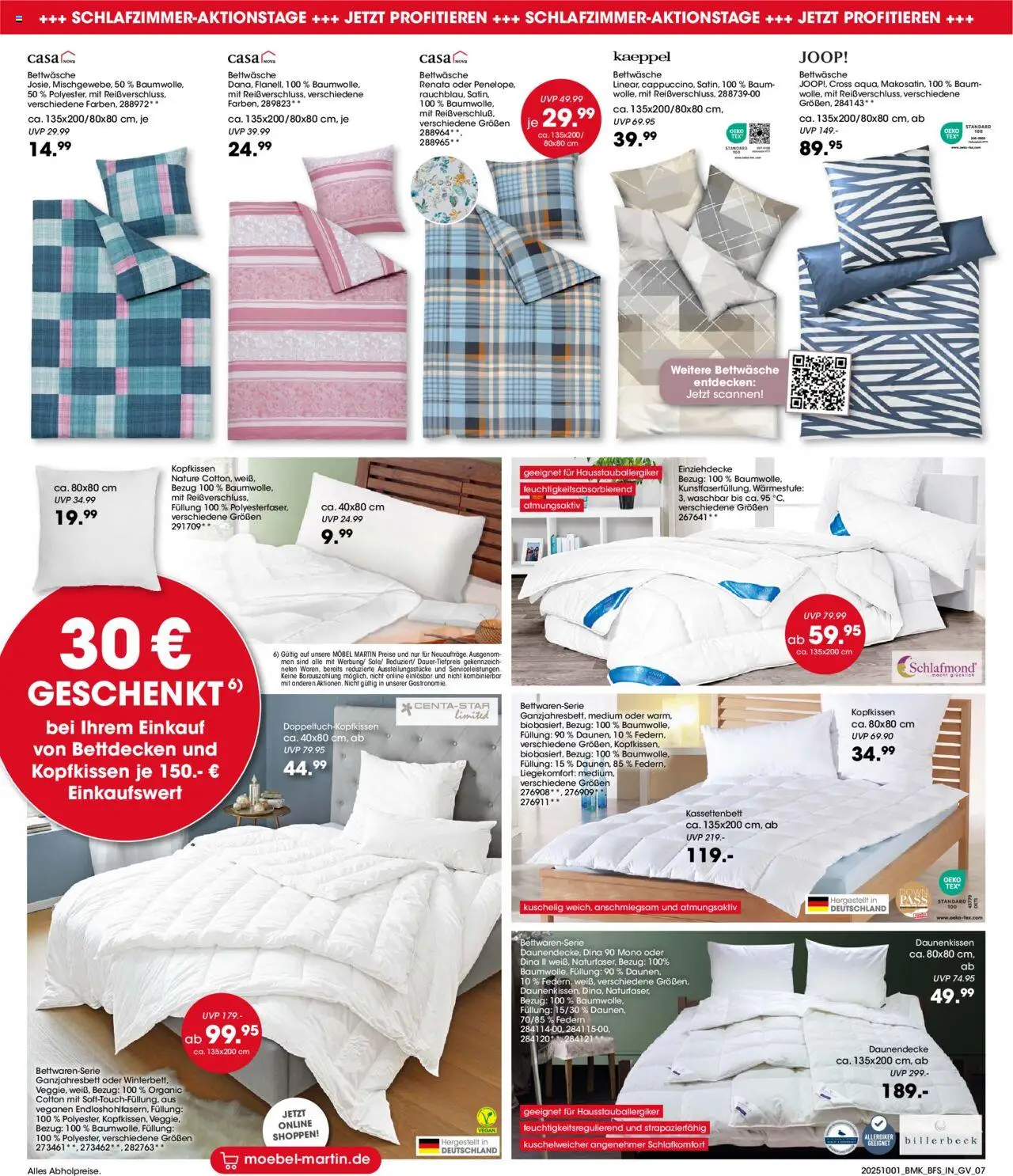 Möbel Martin Prospekt Besser schlafen	  – gültig ab 01.10.2025 | Seite: 7 | Produkte: Bettwäsche, Kopfkissen