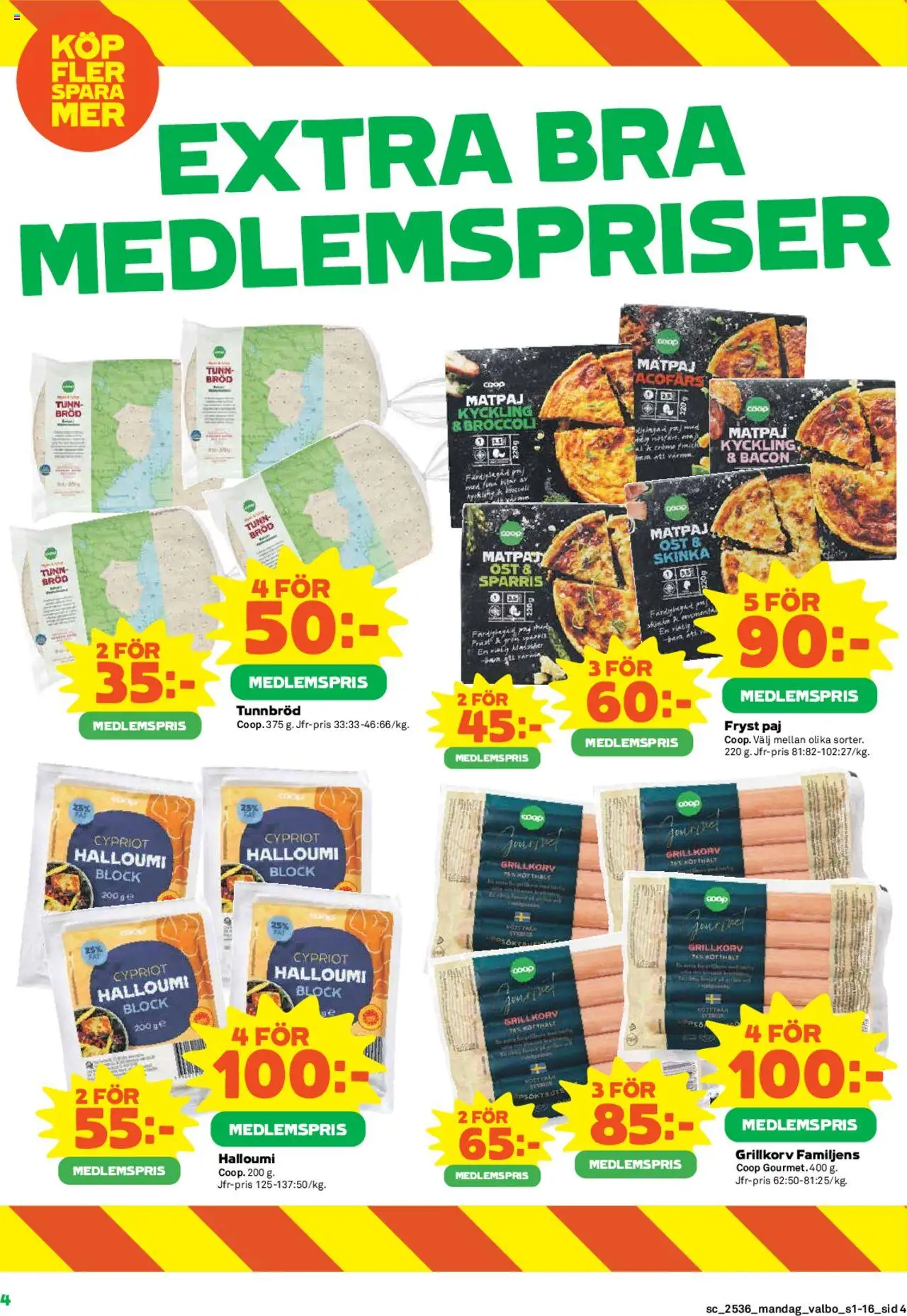 Coop Forum reklamblad aktuell från 01.09.2025 | Sida: 4 | Produkter: Halloumi, Ost, Bröd, Skinka