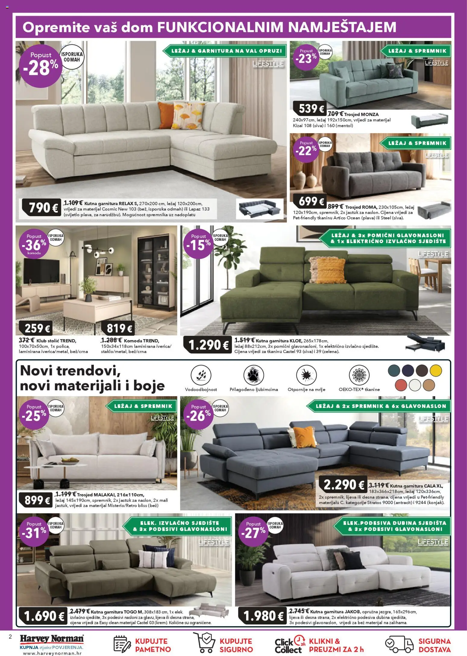 Harvey Norman katalog | vrijedi od 19.03.2026 | Stranica: 2 | Proizvodi: Komoda, Trosjed, Stolić, Kutna garnitura