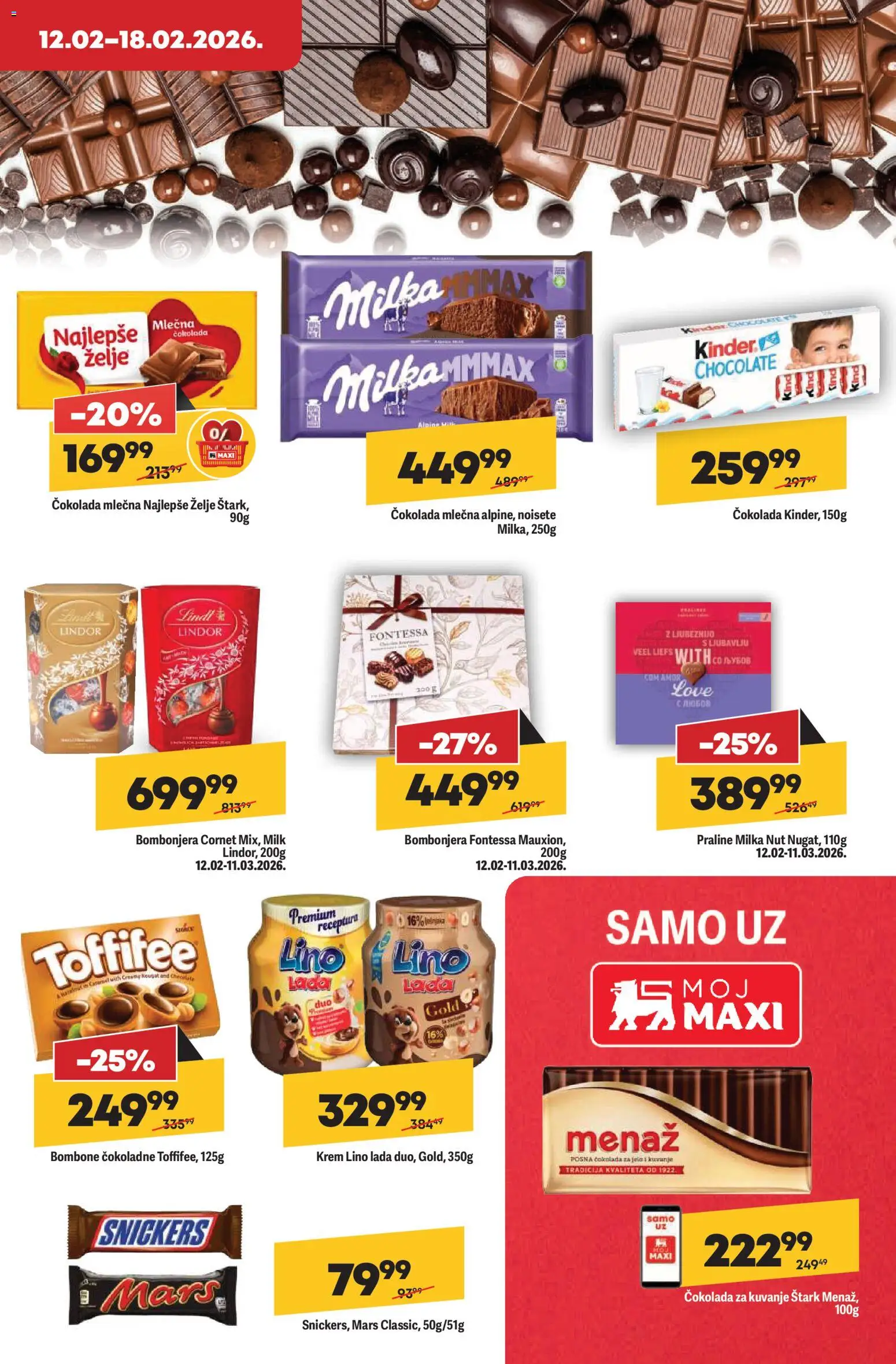 Maxi katalog - važi od 12.02.2026 | Strana: 19 | Proizvode: Milka, Lino lada, Praline, Čokolada