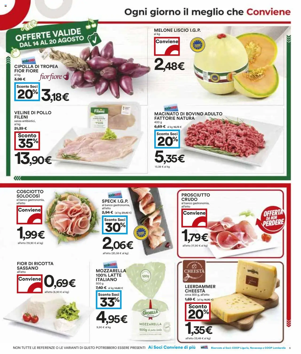 Volantino COOP del 07.08.2025 | Pagina: 5 | Prodotti: Bovino, Mozzarella, Latte, Macinato