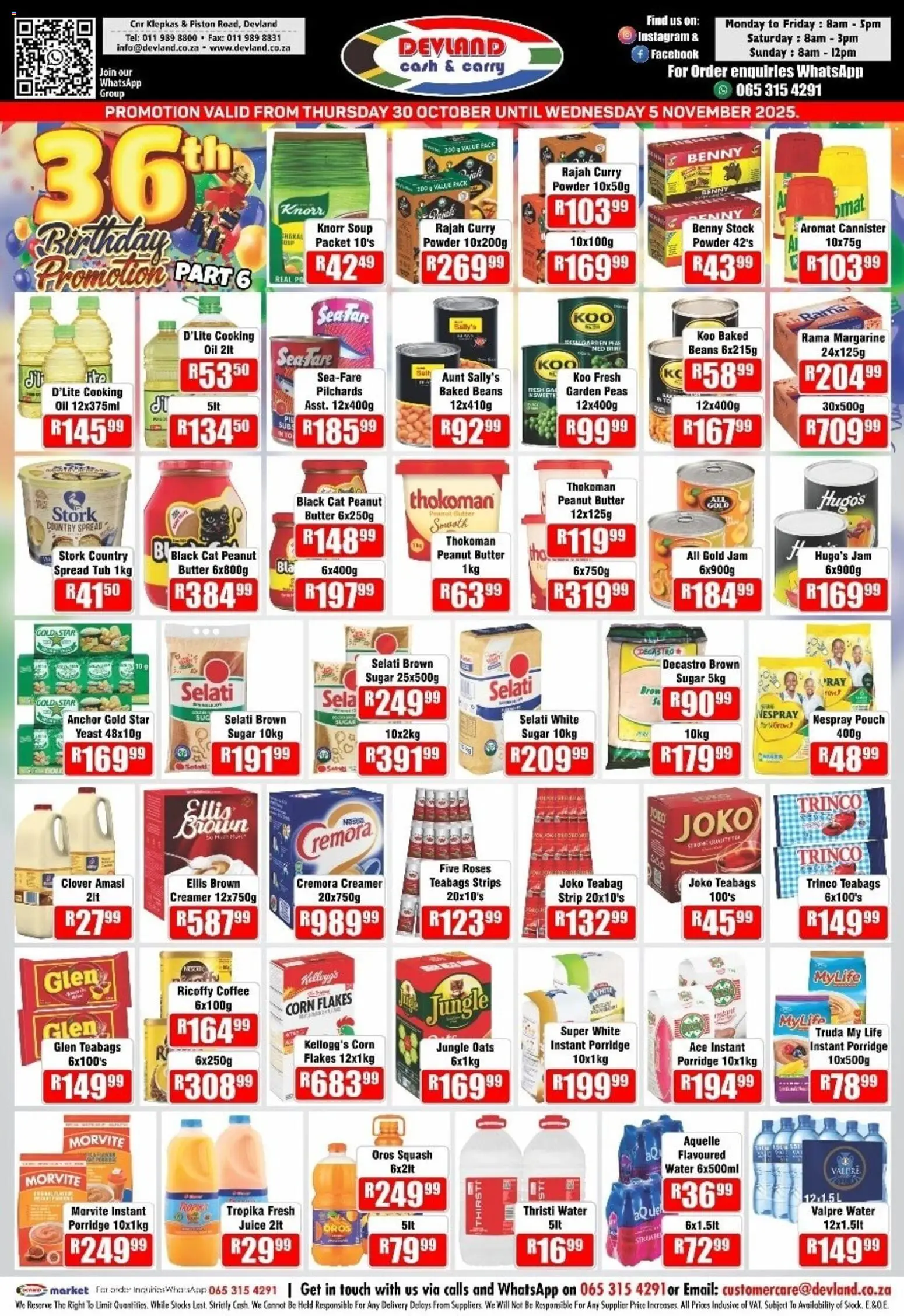 New Devland catalogue – valid from 30.10.2025 | Page: 3 | Products: Pilchards, Jam, Oats, Sugar