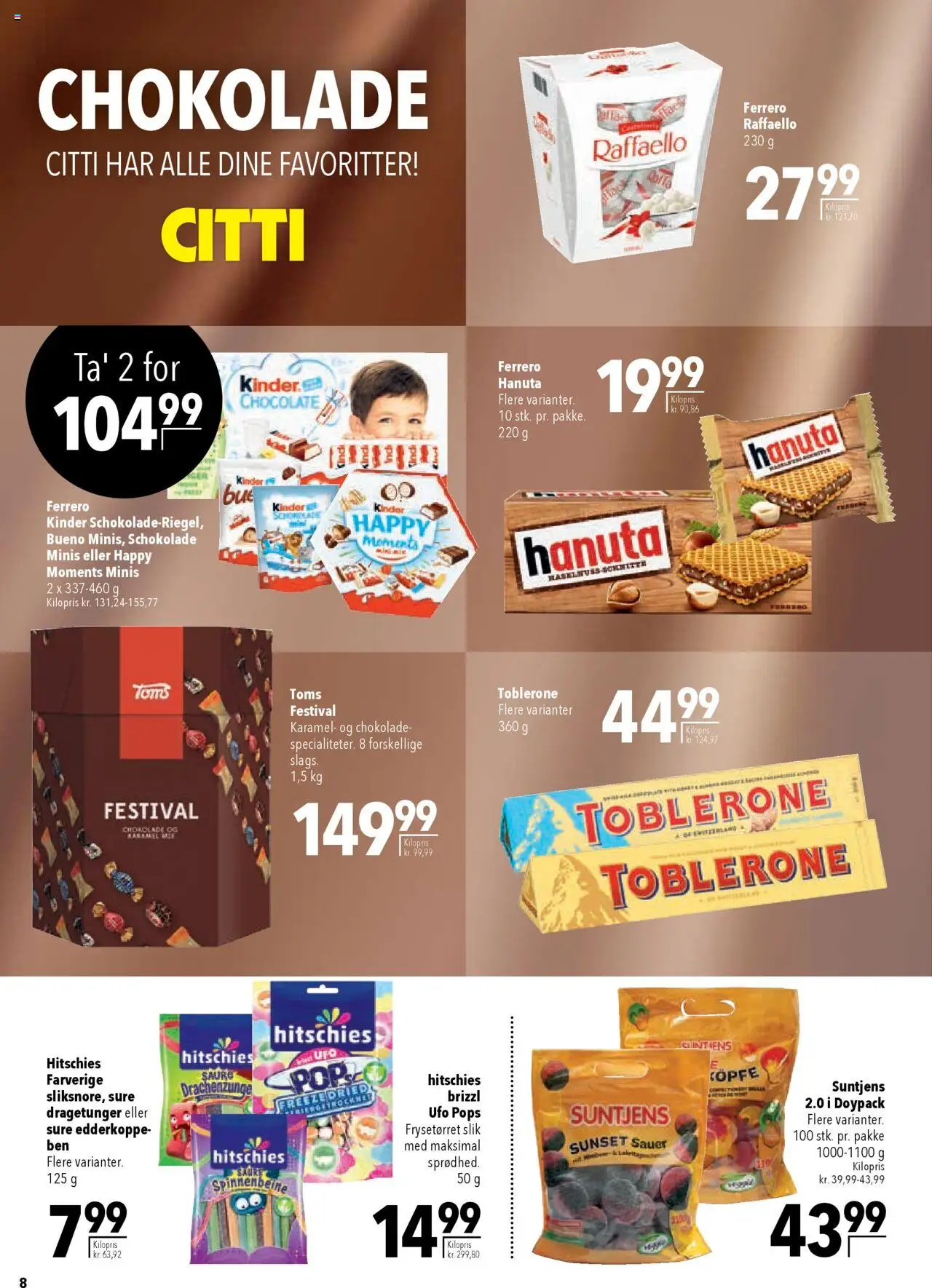 CITTI Markt - Dänemark-Werbung - gültig ab dem 13.08.2025 | Seite: 8 | Produkte: Raffaello, Schokolade