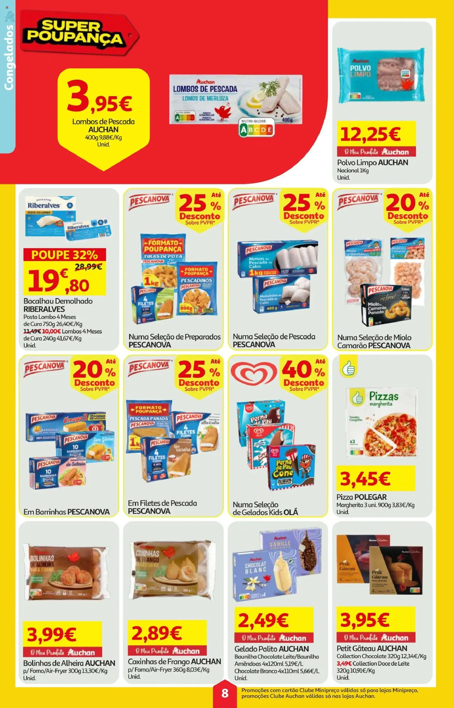 Minipreço folheto │ válido de 23.04.2026 | Página: 8 | Produtos: Bacalhau, Polvo, Pizza, Petit Gateau