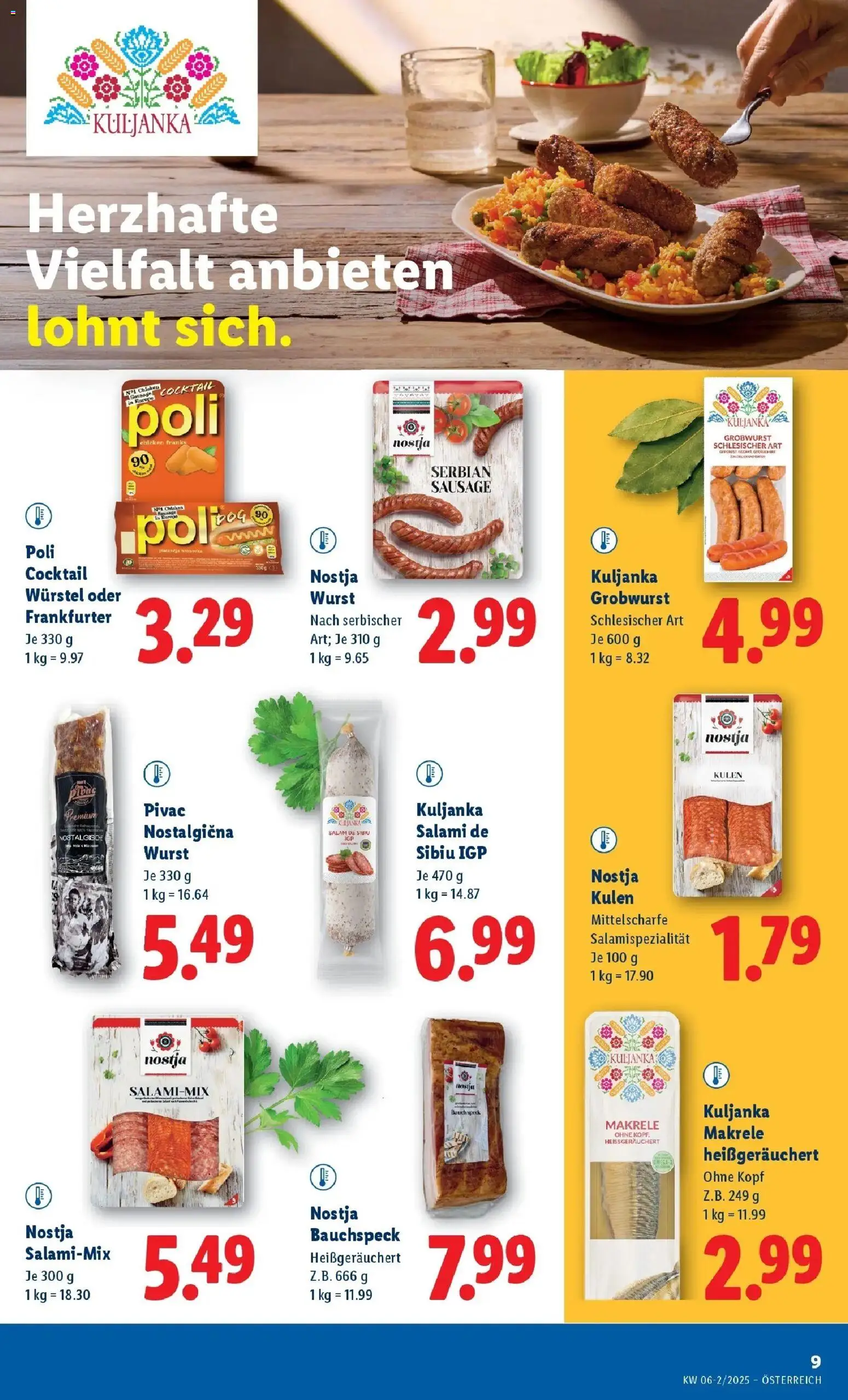 Lidl Flugblatt - Jenbach, Eferding, Dornbirn gültig ab 05.02.2026 | Seite: 13 | Produkte: Wurst, Salami