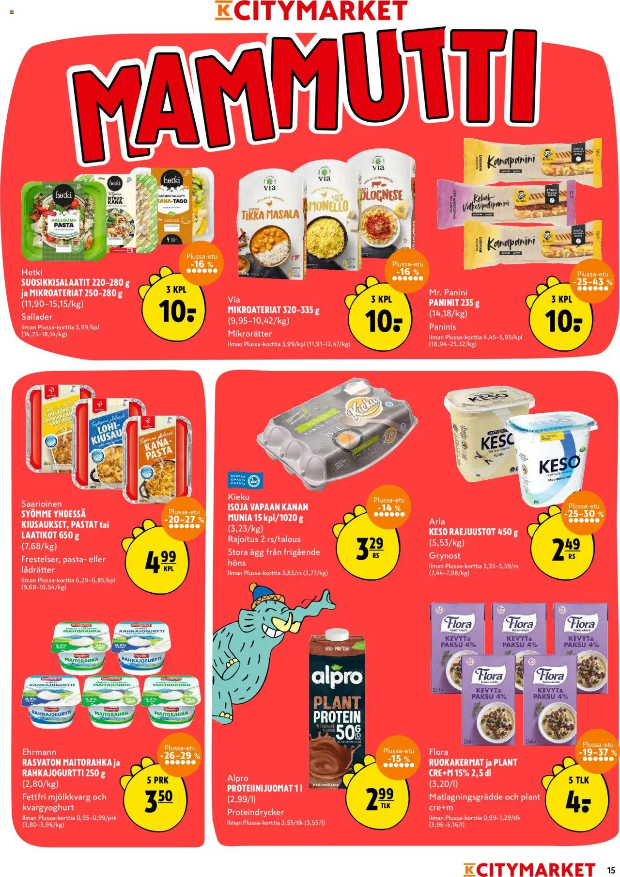  | Sivu: 15 | Tuotteet: Lohi, Kana, Halloumi, Pasta