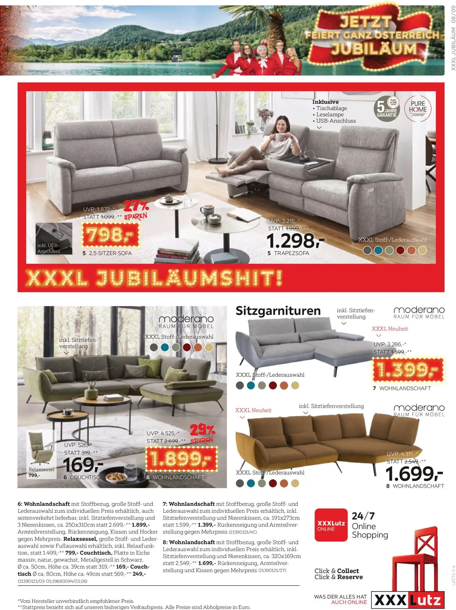 XXXLutz Jubiläums - Joker gültig ab 04.11.2025 | Seite: 9 | Produkte: USB, Kissen, Couch, Tisch