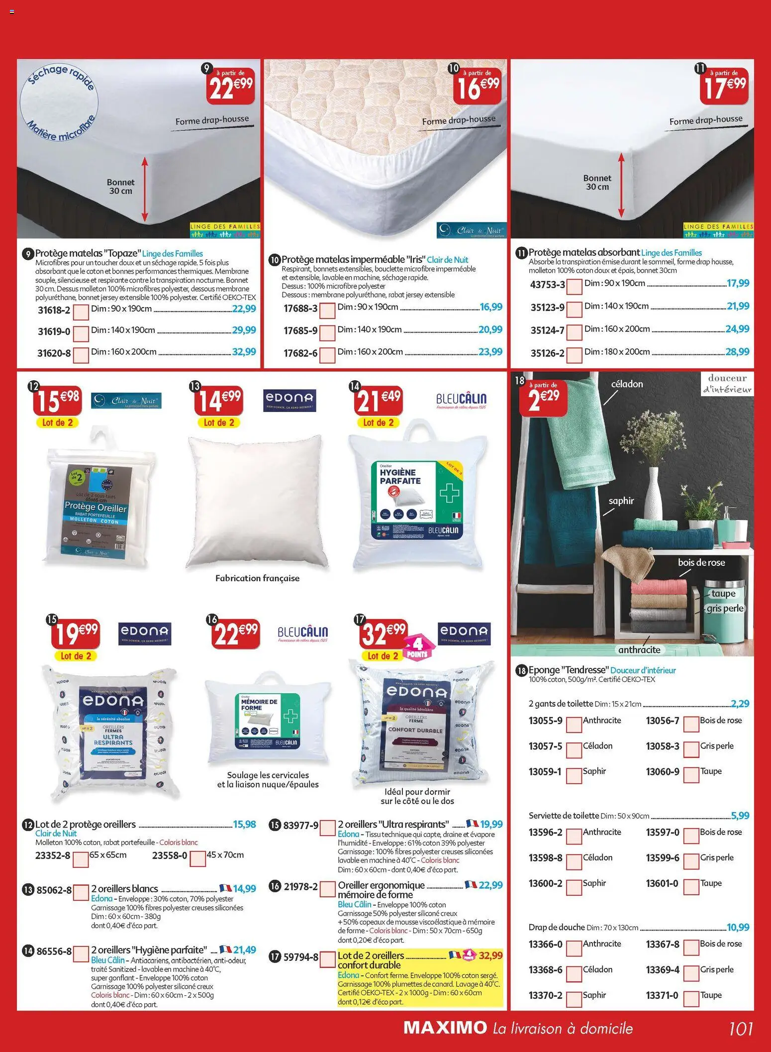 {H1} | Page: 101 | Produits: Coton, Matelas, Oreiller, Gants