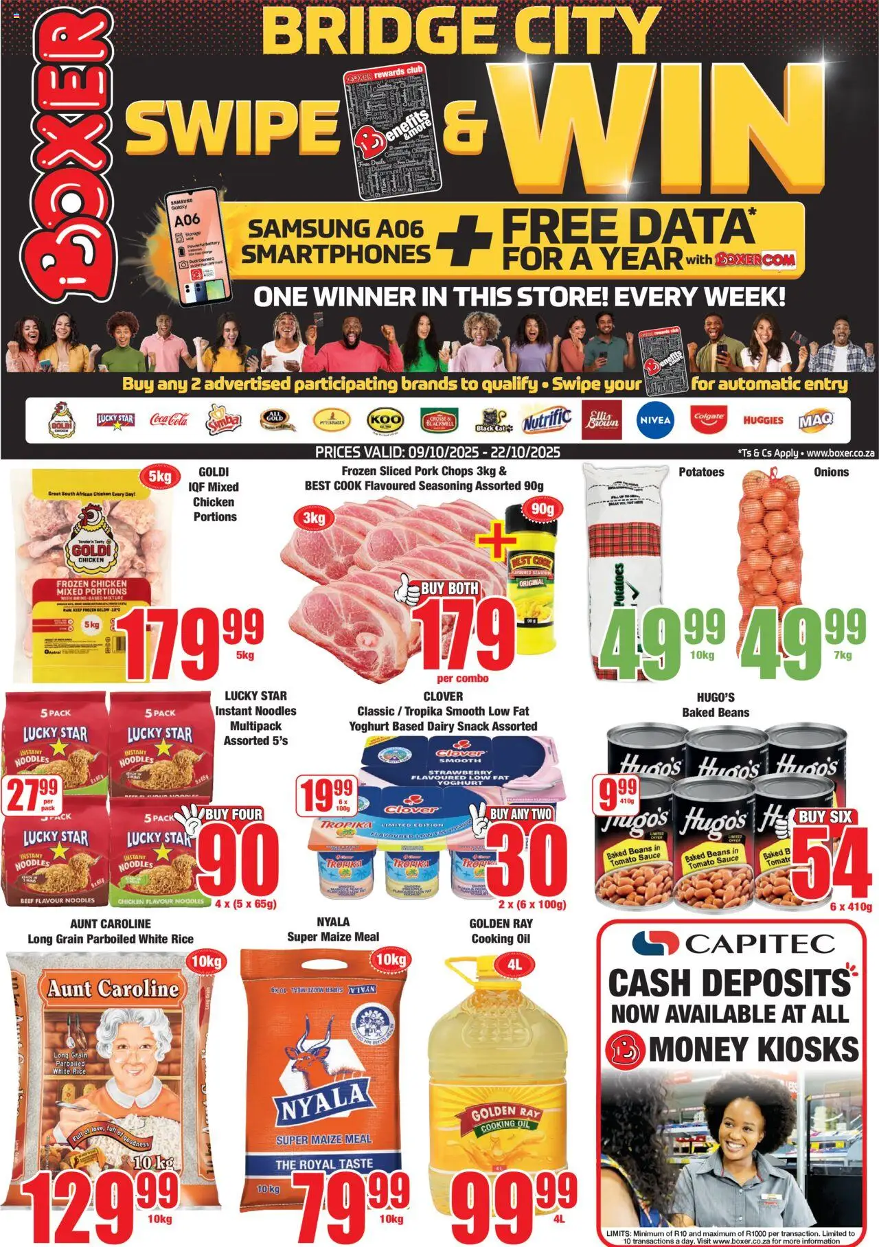 New Boxer catalogue – valid from 09.10.2025 | Page: 1 | Products: Beans, Yoghurt, Battery, Noodles