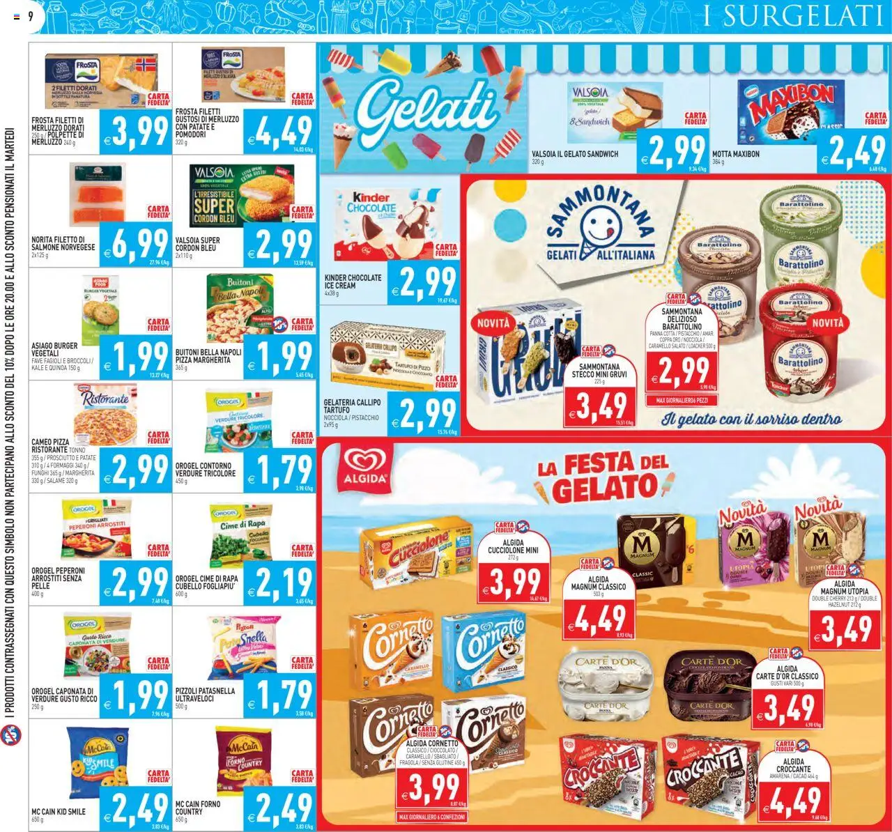 Volantino PIM Supermercati del 06.08.2025 | Pagina: 9 | Prodotti: Cioccolato, Gelato, Patate, Verdure