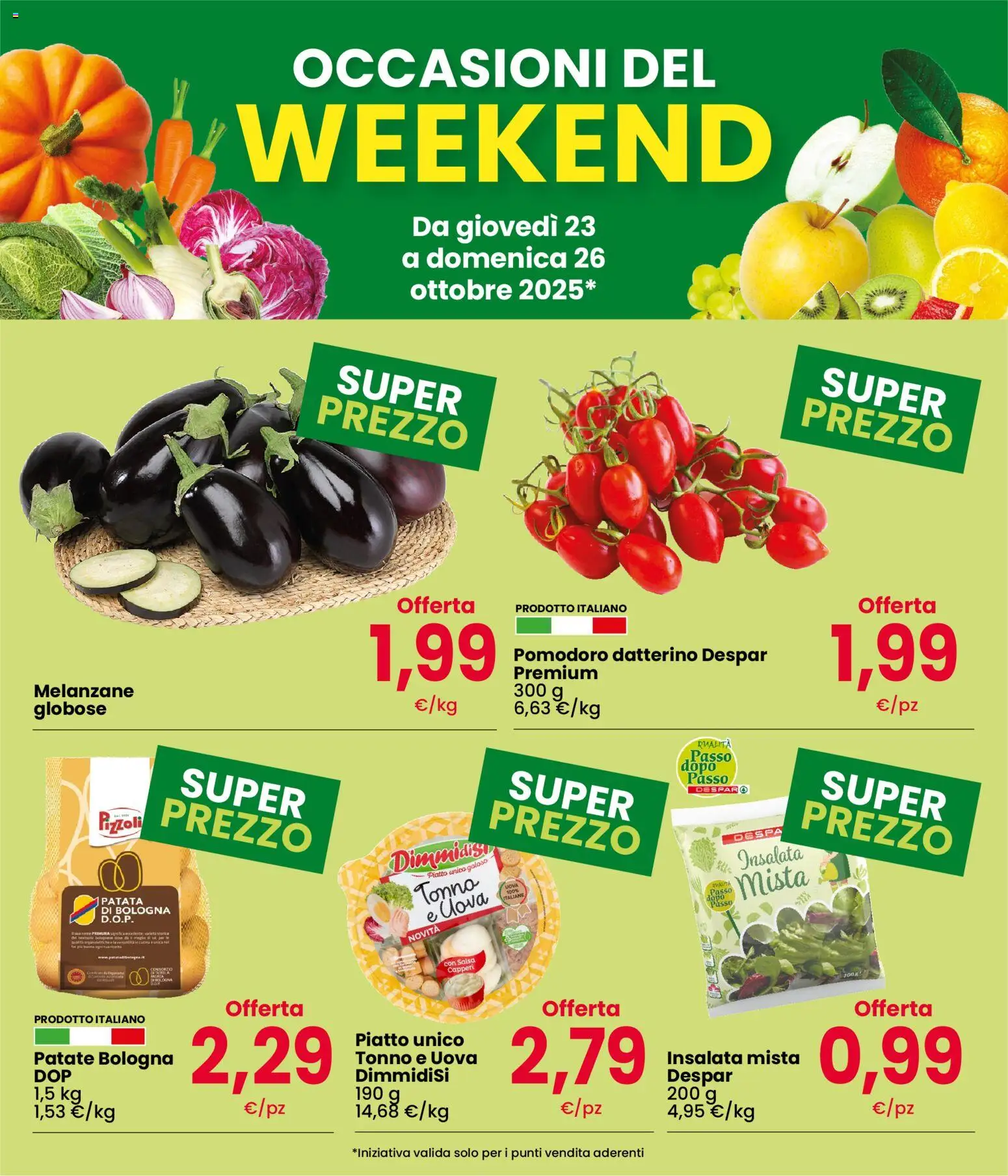 Volantino Eurospar del 23.10.2025 | Pagina: 3 | Prodotti: Patate, Salsa, Melanzane, Piatto