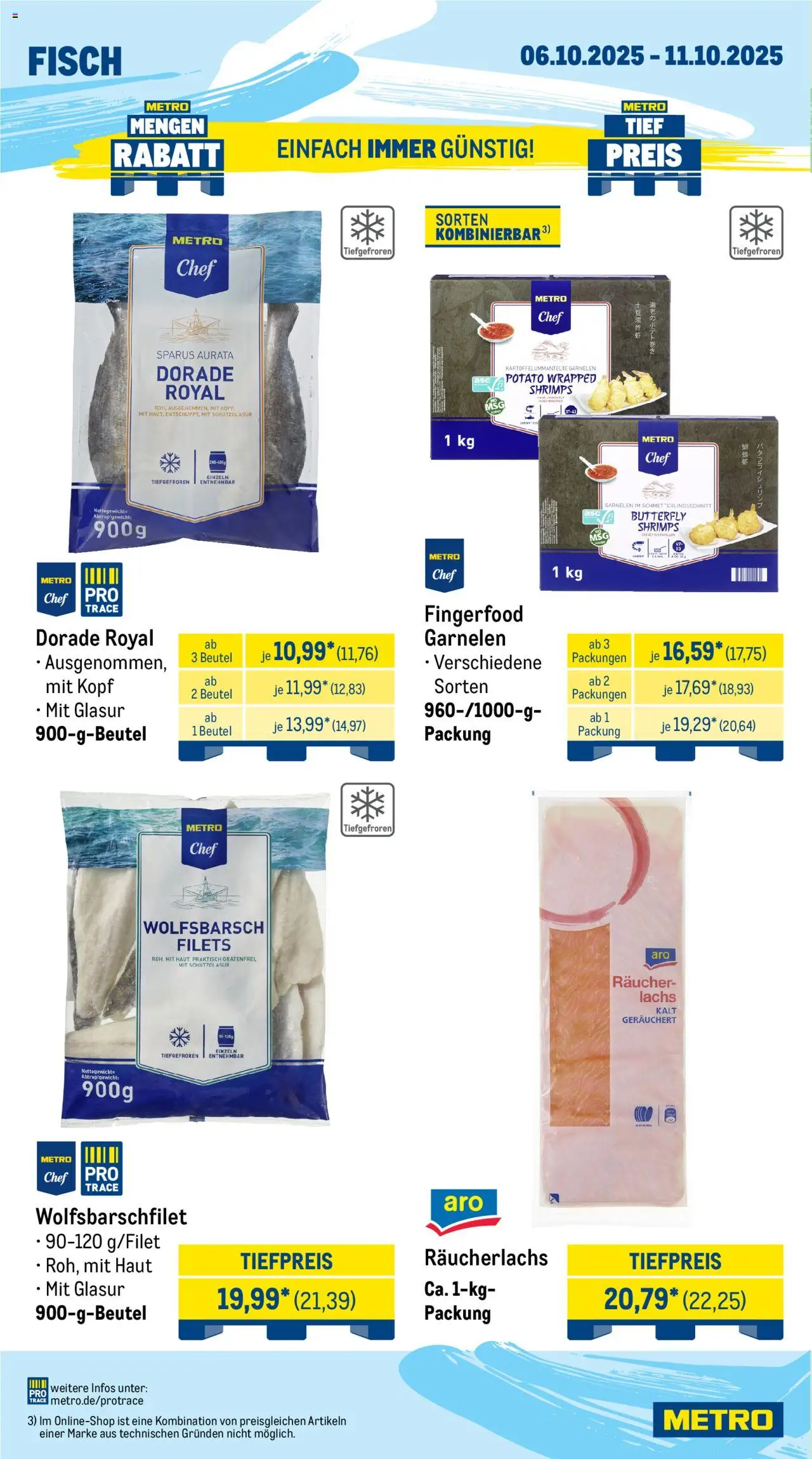 Metro  Wochen-Angebote Gastro – gültig ab 06.10.2025 | Seite: 6 | Produkte: Dorade, Garnelen, Fisch, Räucherlachs