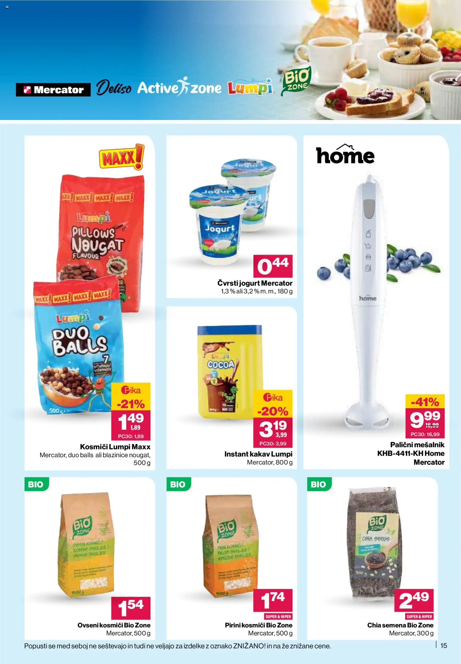 Novi Mercator katalog ponudbe – veljaven od 08.01.2026 | Stran: 15 | Izdelki: Mesalnik, Kakav, Jogurt, Kosmici