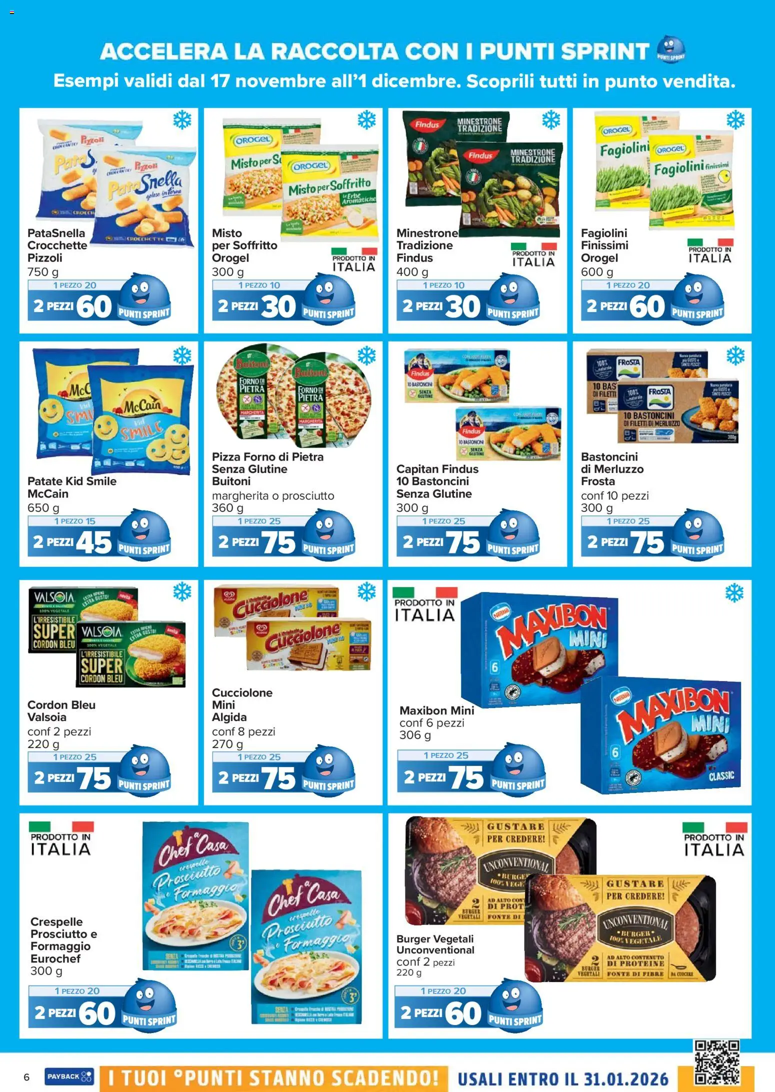 Volantino Carrefour del 17.11.2025 | Pagina: 6 | Prodotti: Pizza, Merluzzo, Patate, Prosciutto