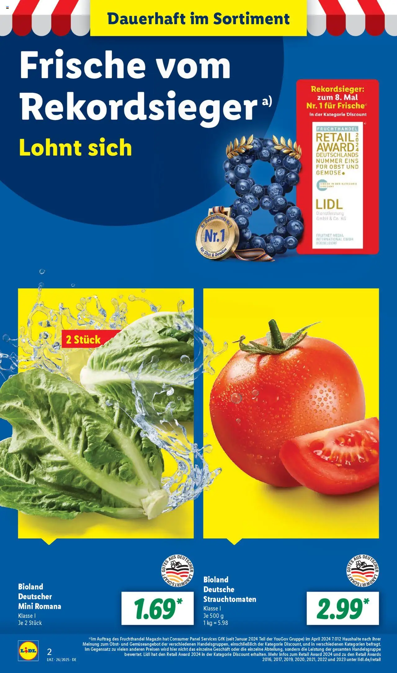Lidl Prospekt 	 - gültig ab dem 23.06.2025 | Seite: 2 | Produkte: Gemüse, Obst