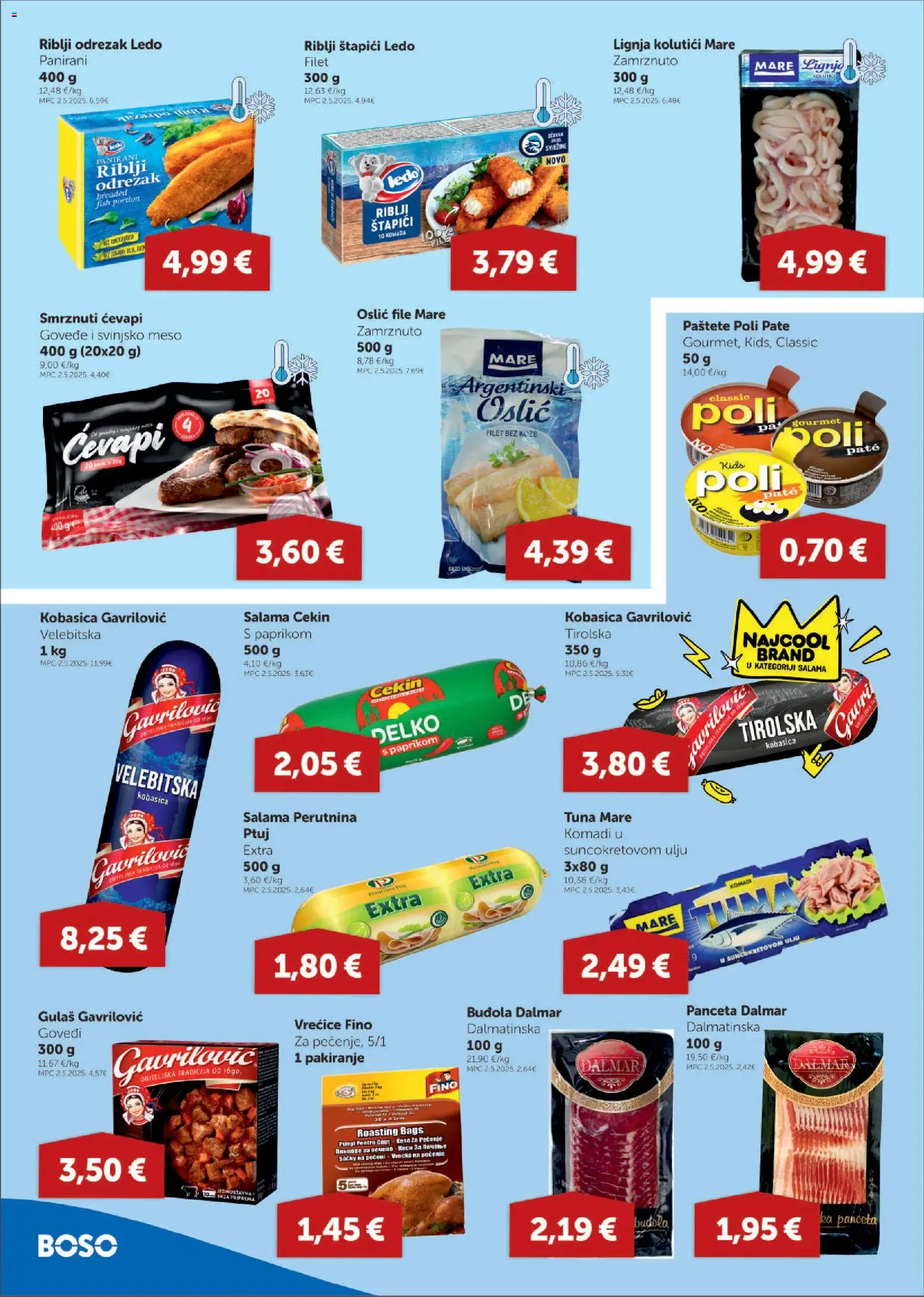 Boso katalog | vrijedi od 04.12.2025 | Stranica: 4 | Proizvodi: Riblji štapići, Svinjsko meso, Kobasica, Štapići