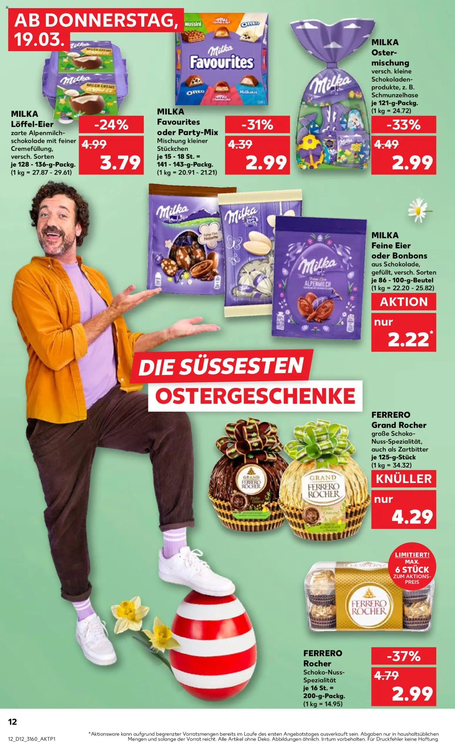 Kaufland Prospekt Frankfurt (Oder)	 – gültig ab 19.03.2026 | Seite: 12 | Produkte: Ferrero rocher, Eier, Schokolade, Milka