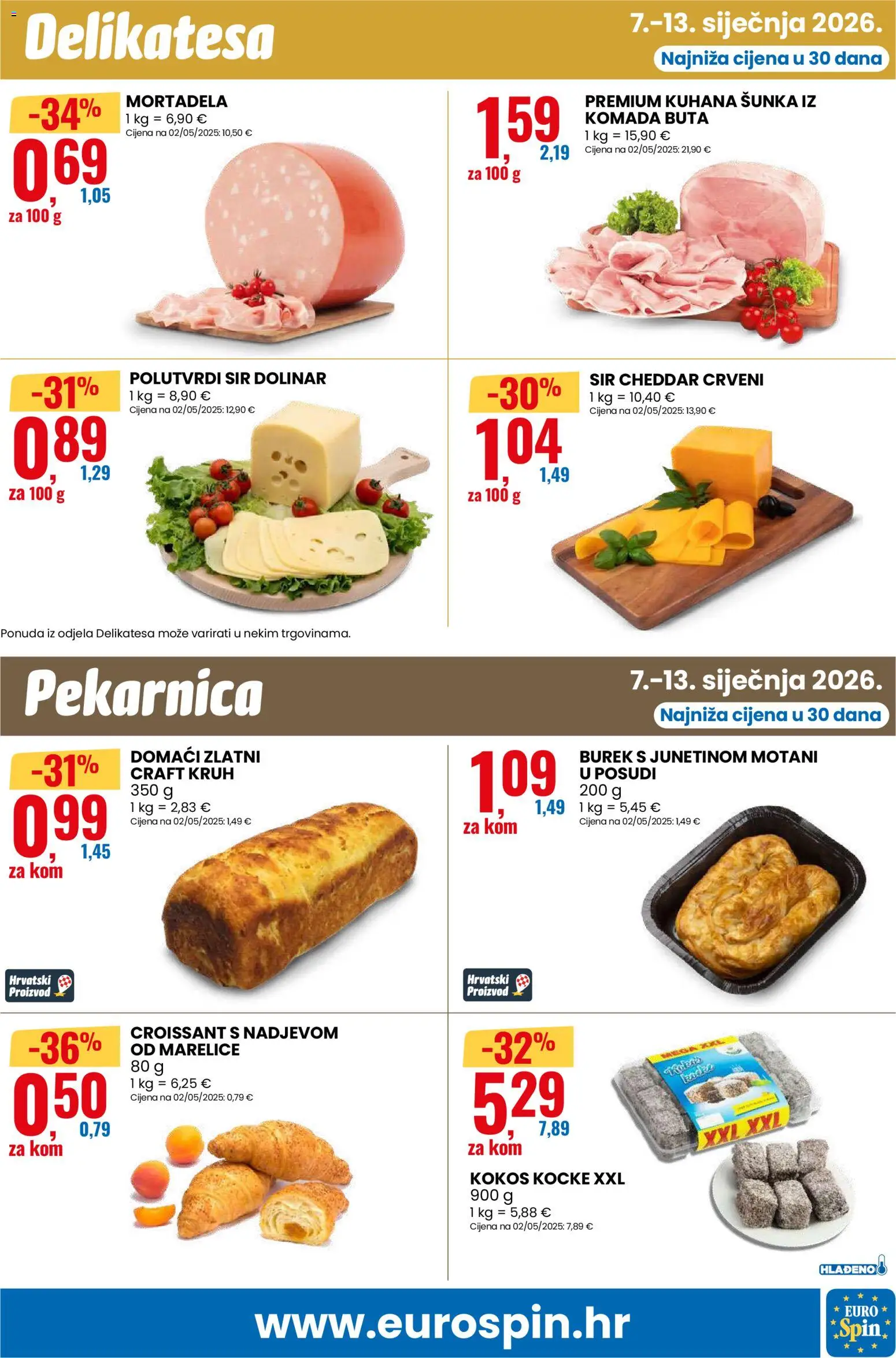 Eurospin katalog | vrijedi od 07.01.2026 | Stranica: 7 | Proizvodi: Sir, Kruh, Marelice, Burek