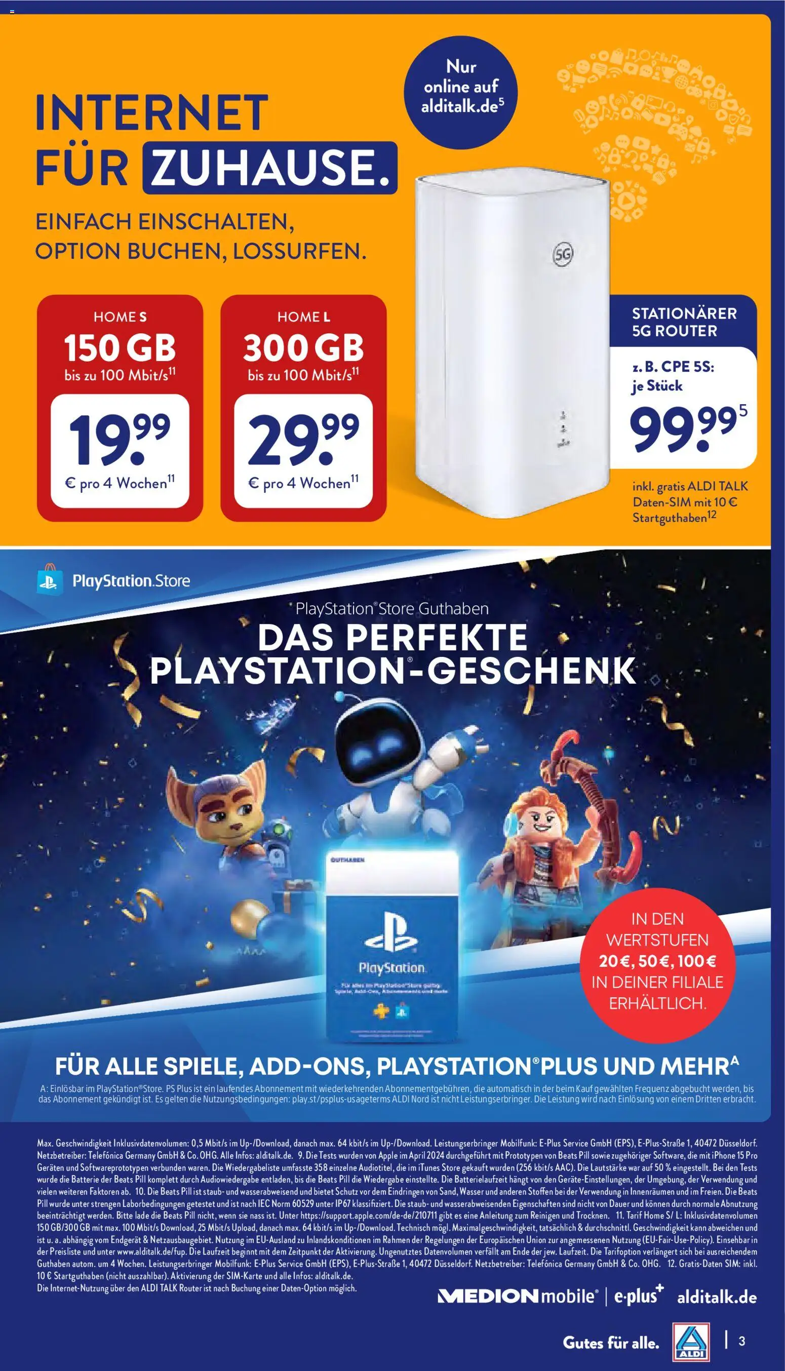 Aldi Talk Beileger – gültig ab 30.03.2026 | Seite: 3 | Produkte: Playstation, Batterie, Iphone, Apple