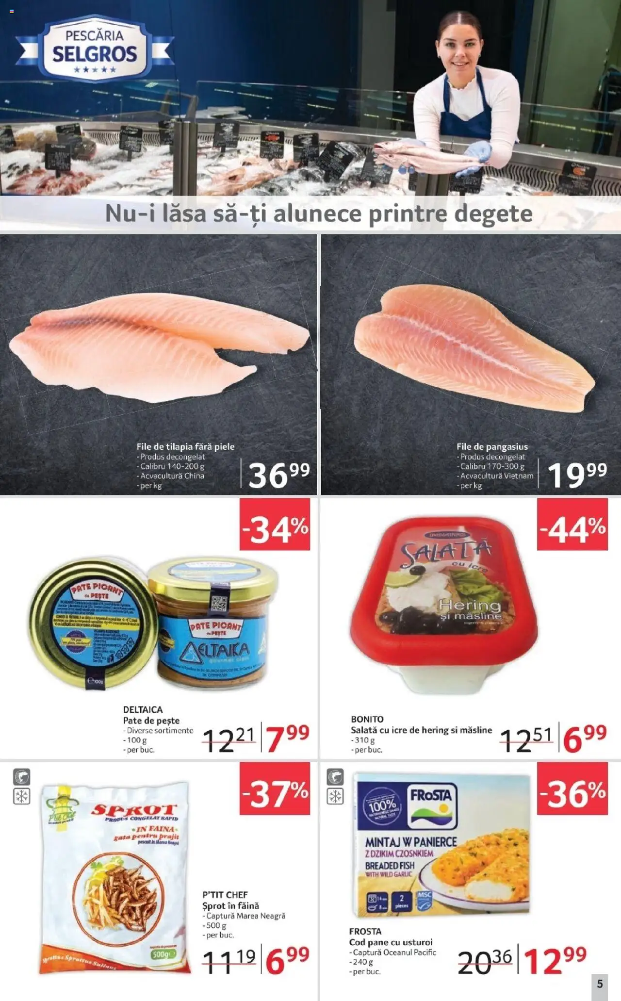 Noul catalog Selgros – valabil de la 17.10.2025 | Pagină: 5 | Produse: Măsline, Făină, Pește, Salată